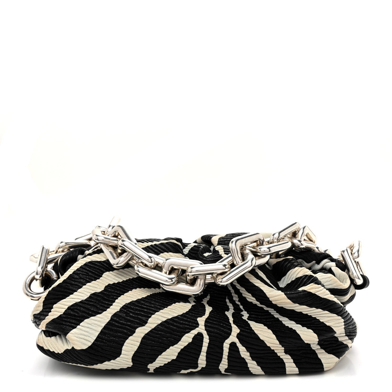 Bottega Veneta Nappa Zebra Print The Pouch Chain White Black