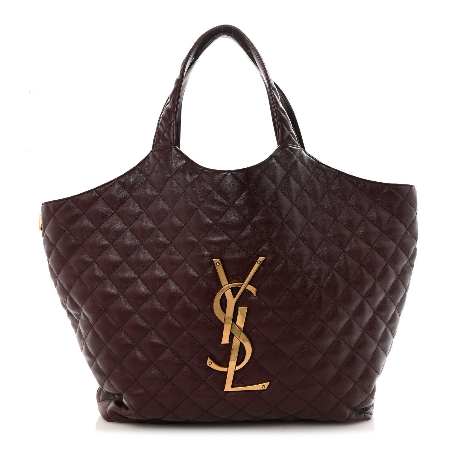 Saint Laurent Lambskin Quilted Maxi Icare Shopping Tote  Rouge Cabernet