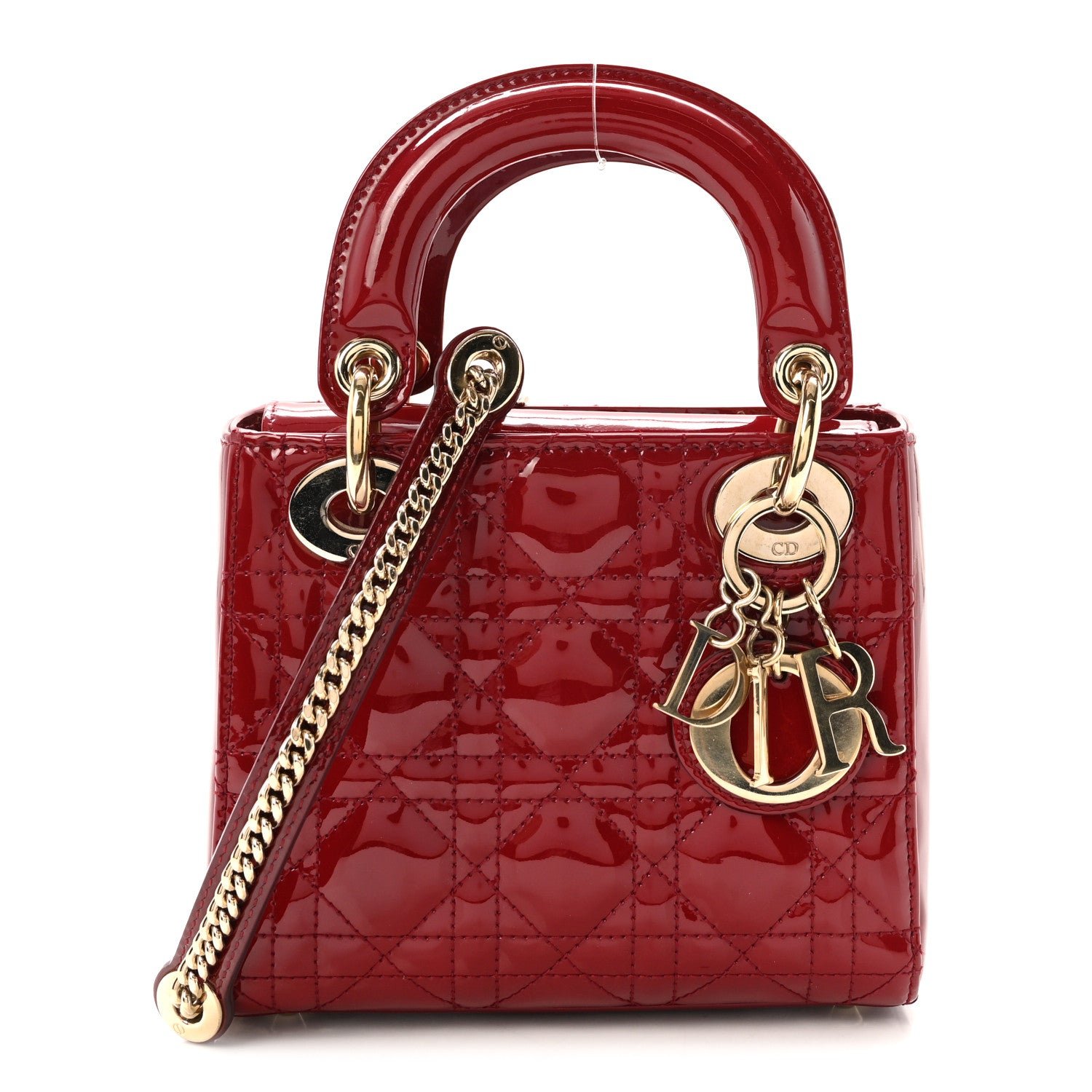Christian Dior Patent Cannage Mini Lady Dior Red