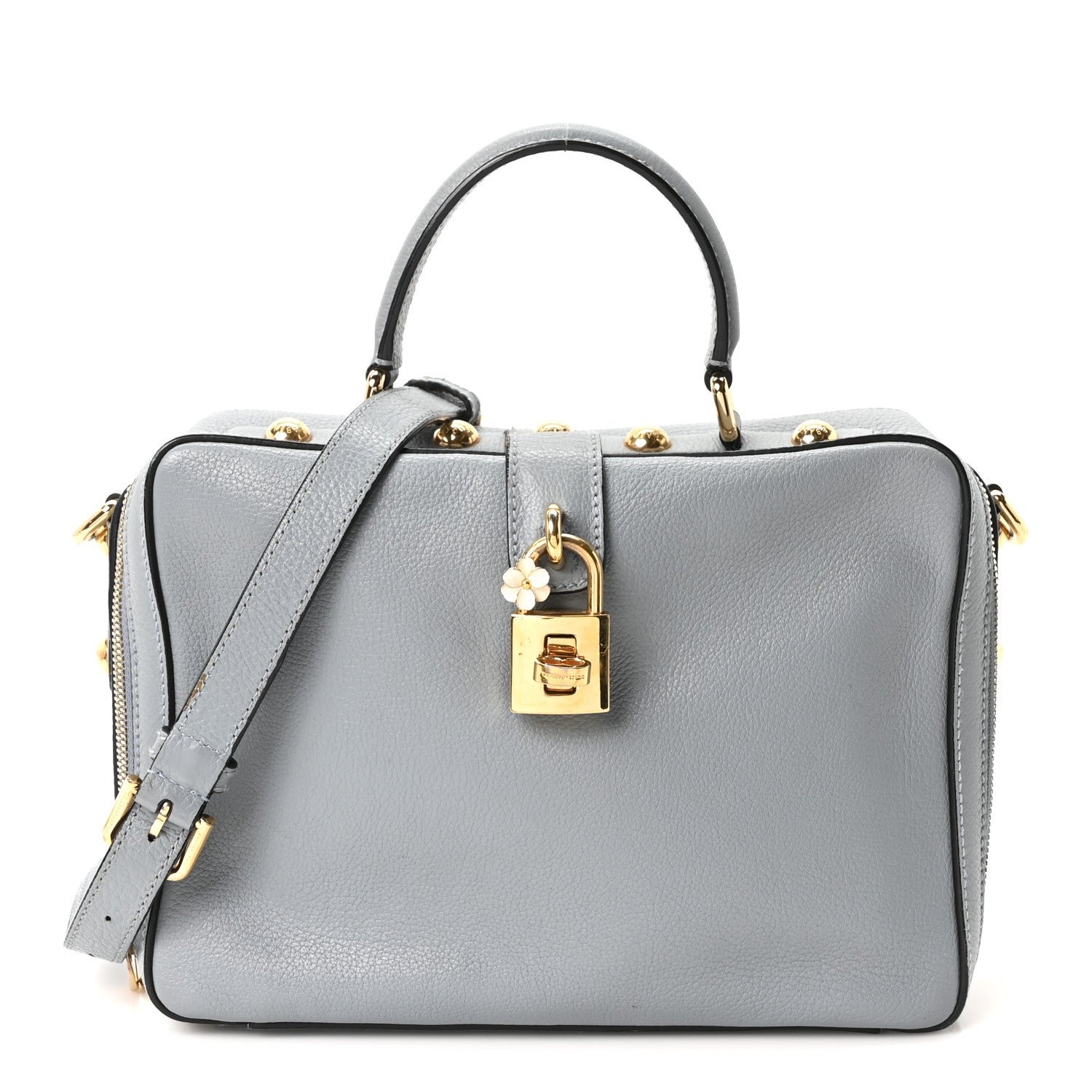 Dolce & Gabbana Dolce & Gabbana Drummed Calfskin Rosaria Shoulder Bag Grigio