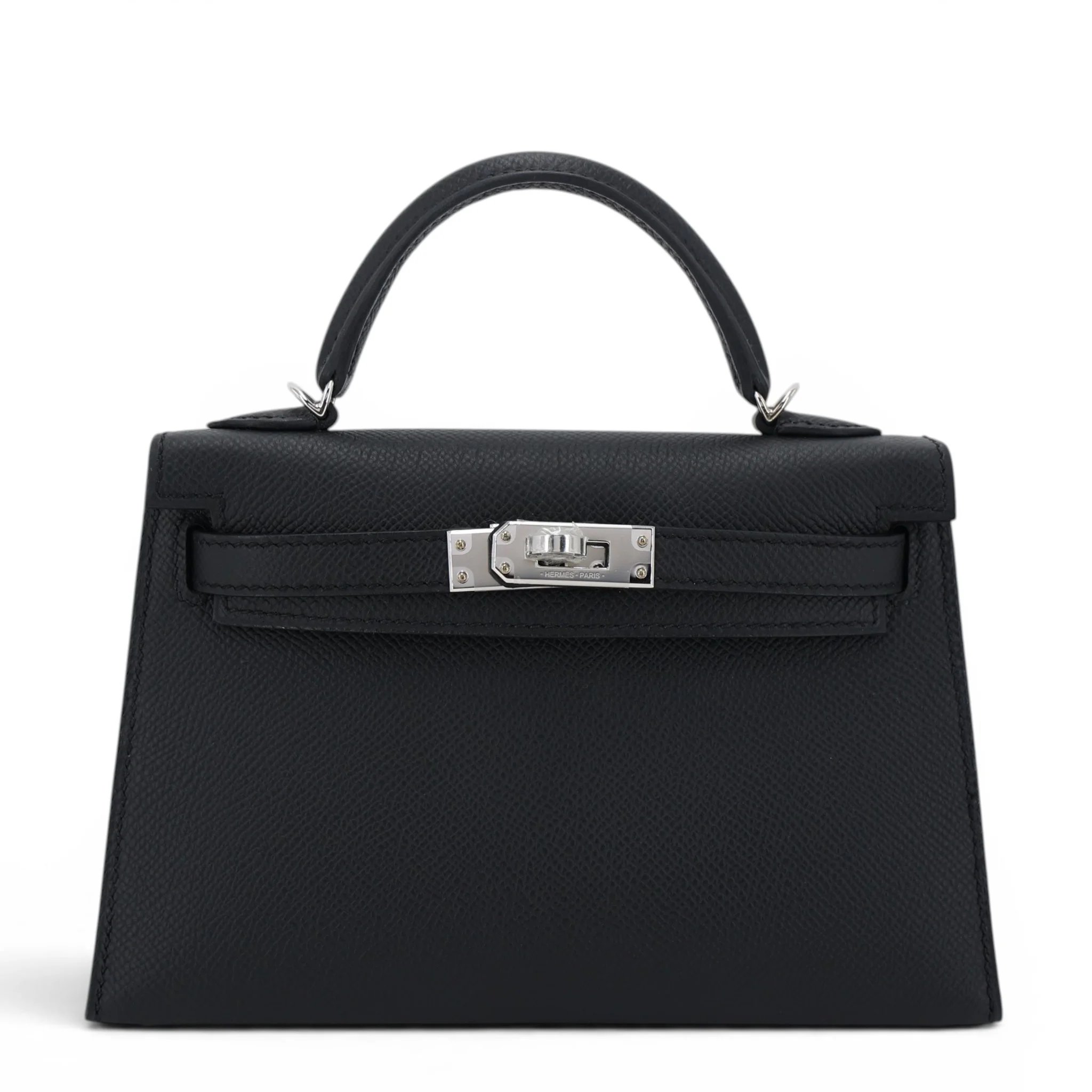 Brand New ( Rank N ) HERMÈS Mini Kelly II Noir (89) Epsom Palladium hardware K (2025)