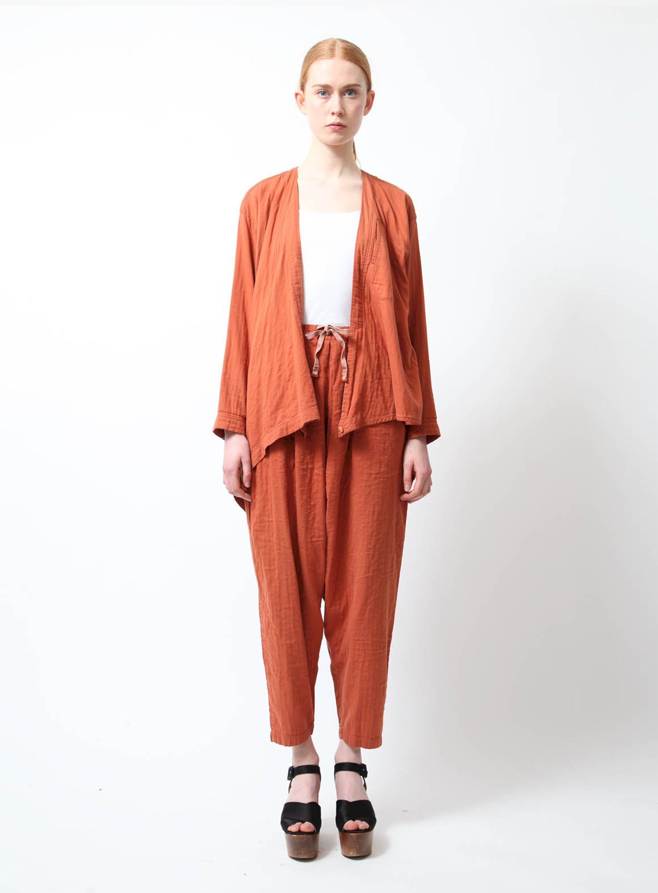 Issey Miyake 1980s Pajama Ensemble Rust