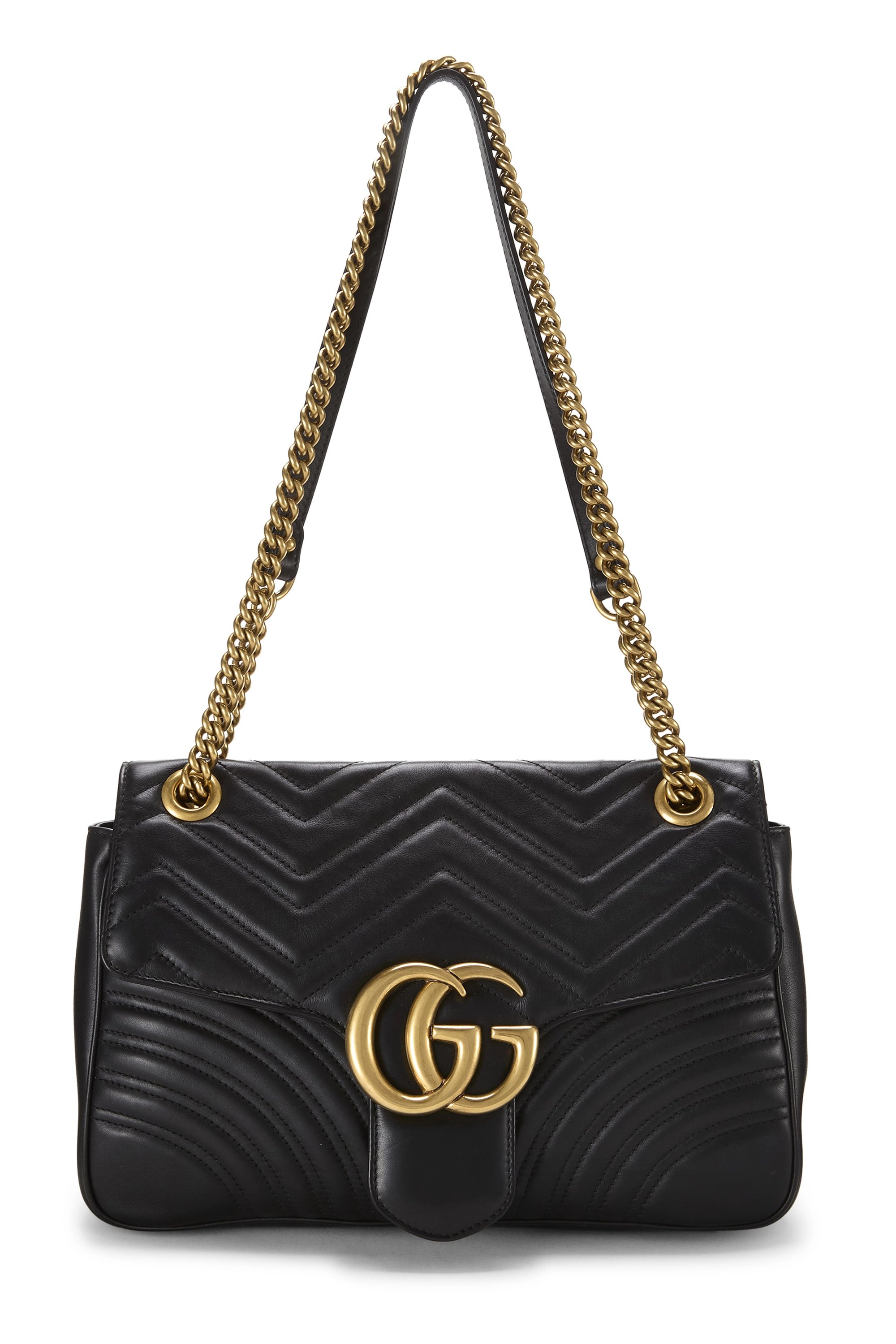 Black Leather GG Marmont Shoulder Bag