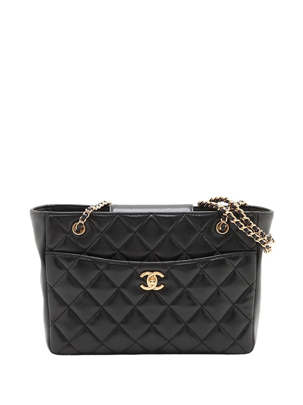 2021-2026 Small CC Quilted Shiny Lambskin Chain Shopping tote bag