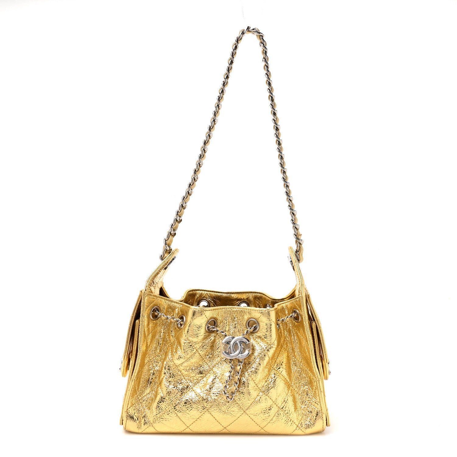 Chanel Metallic Aged Calfskin Mini Chanel 25 Handbag Gold