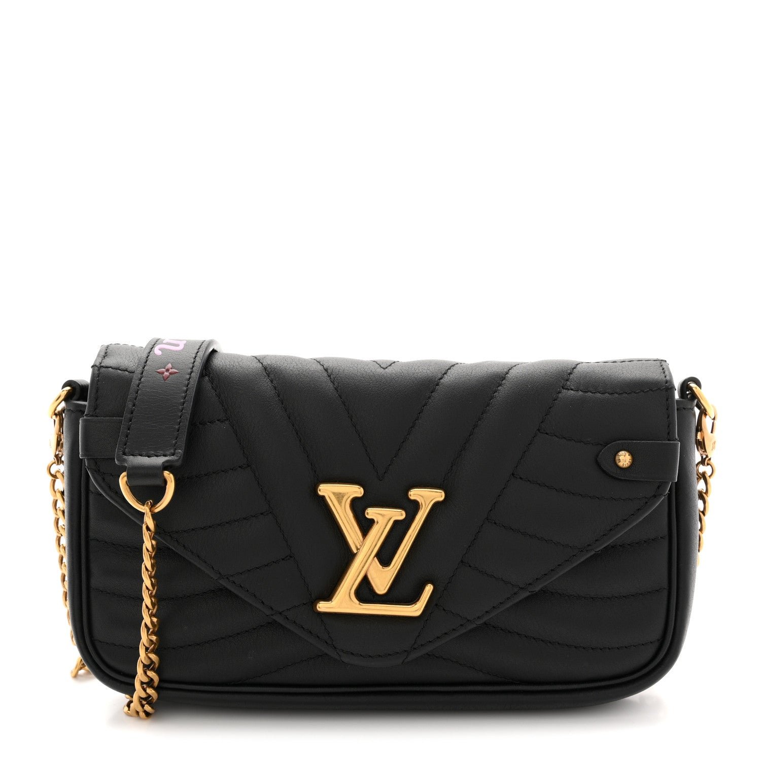 Louis Vuitton Calfskin New Wave Chain Pochette Black