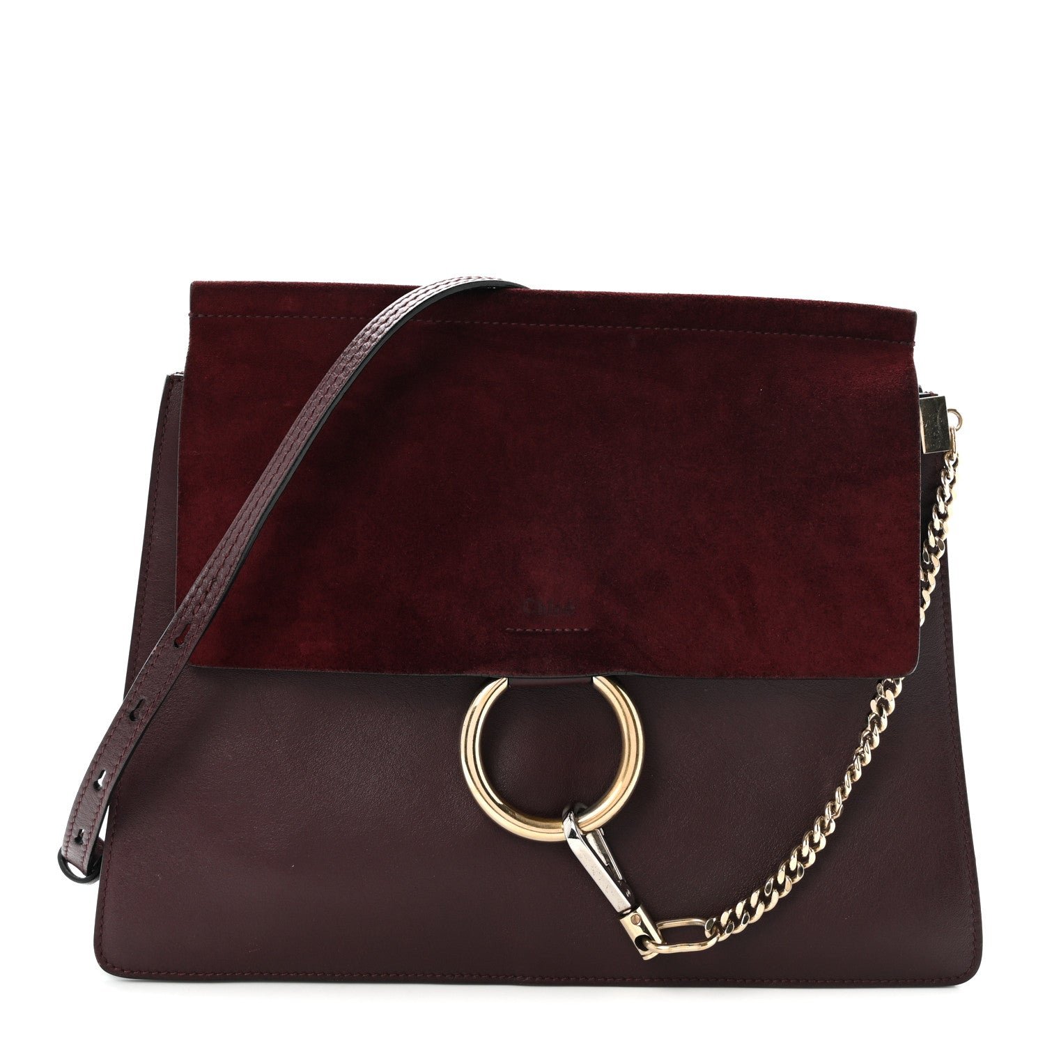 Chloe Calfskin Suede Medium Faye Shoulder Bag Dark Purple