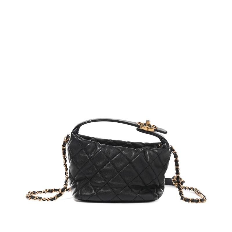 Chanel Black Quilted Lambskin Hobo Bag Gold Hardware, 2020