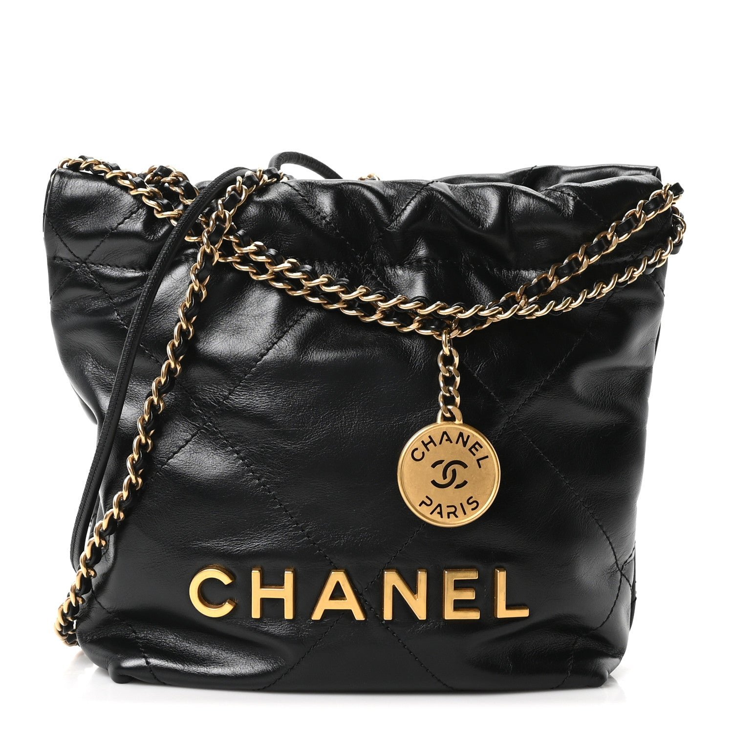 Chanel Shiny Calfskin Quilted Mini Chanel 22 Black