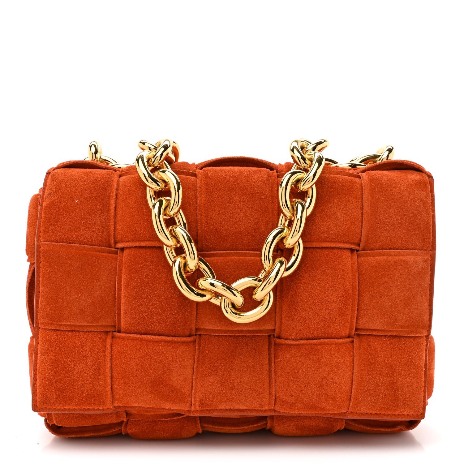 Bottega Veneta Suede Maxi Intrecciato Padded Chain Cassette Crossbody Bag Maple
