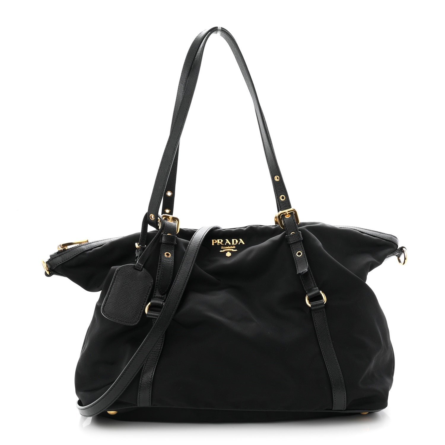 Prada Saffiano Tessuto Nylon Shopping Tote Black
