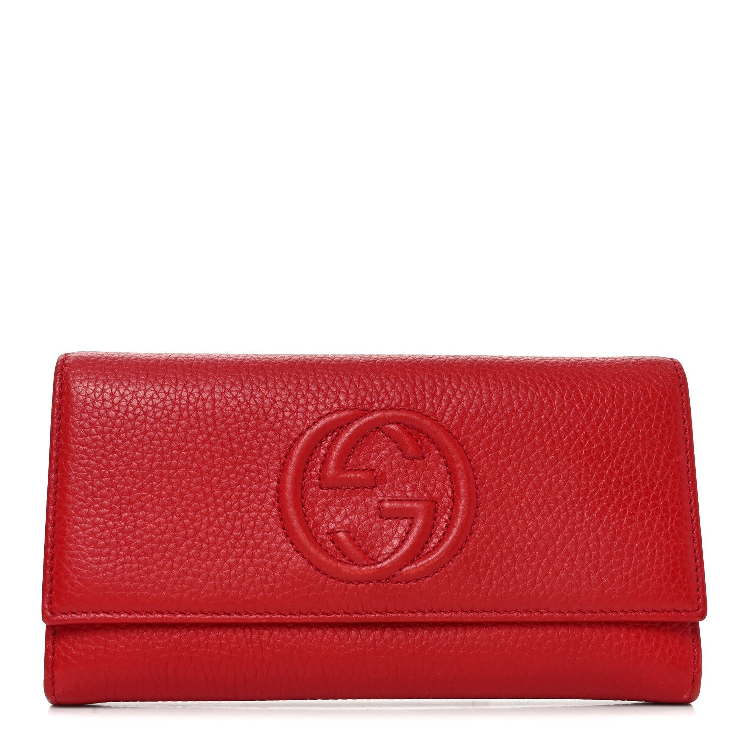 Gucci Pebbled Calfskin Large Soho Continental Wallet Red