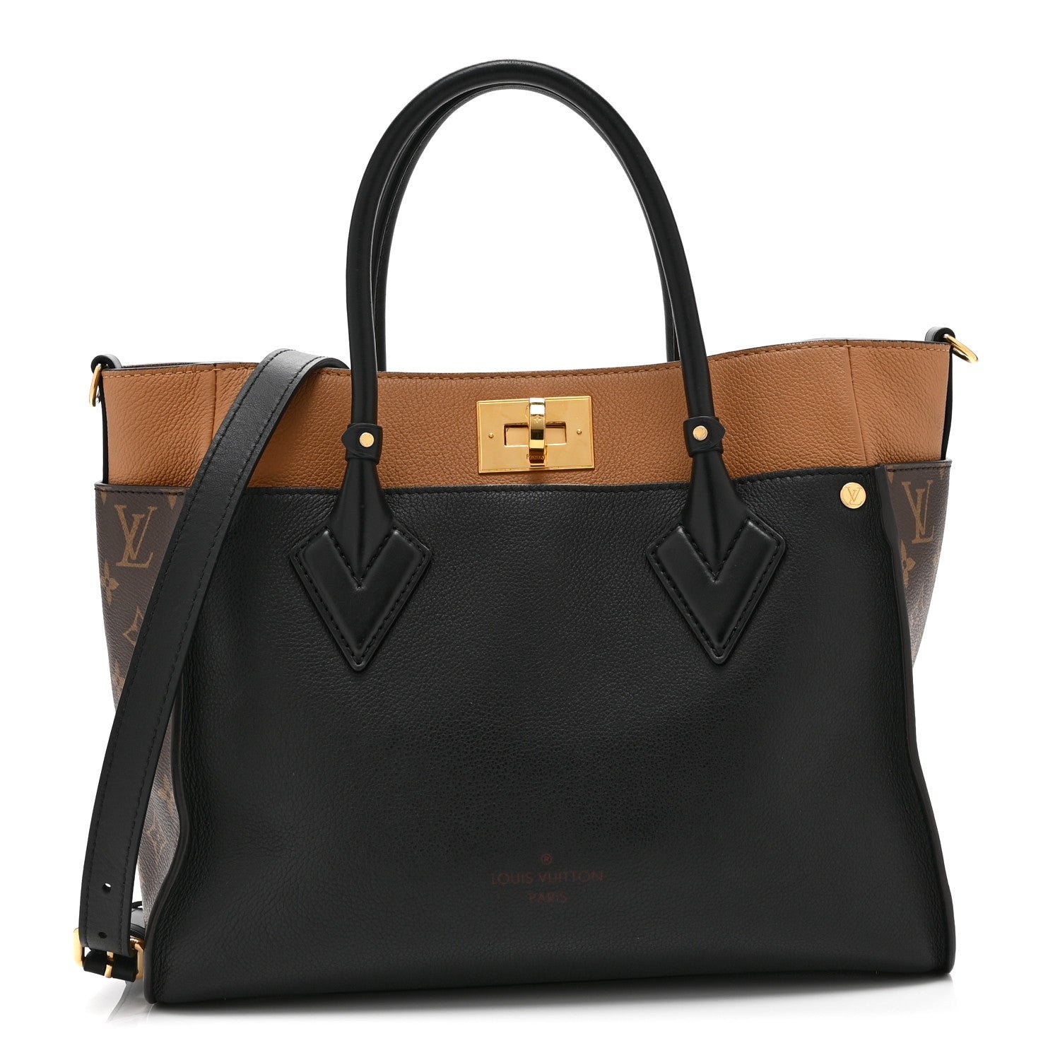 Louis Vuitton Calfskin Monogram On My Side MM Black