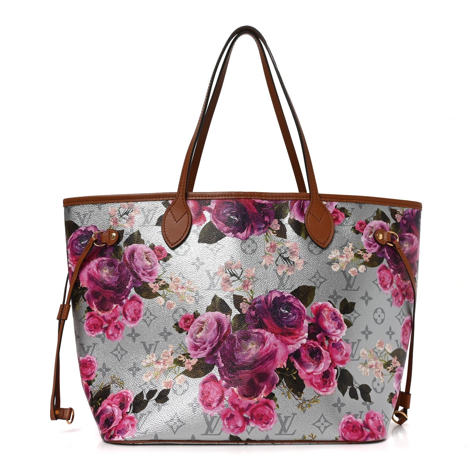 Louis Vuitton Metallic Monogram LV Garden Neverfull MM Silver