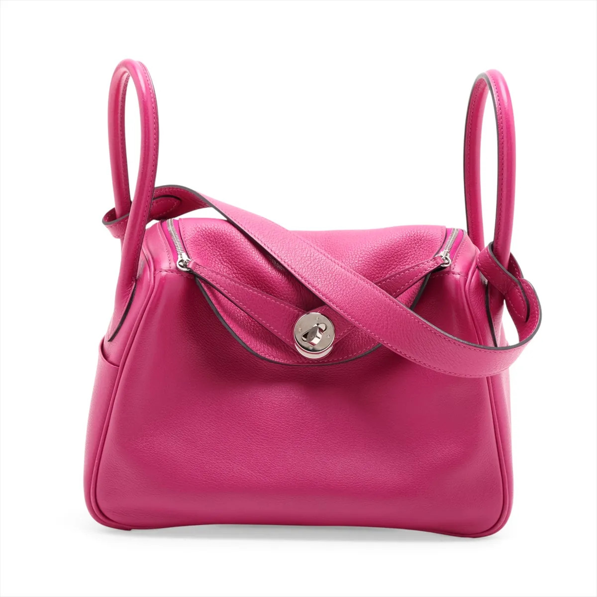 Hermès Lindy 26 Evercolor Rose Purple Silver Metal Fittings