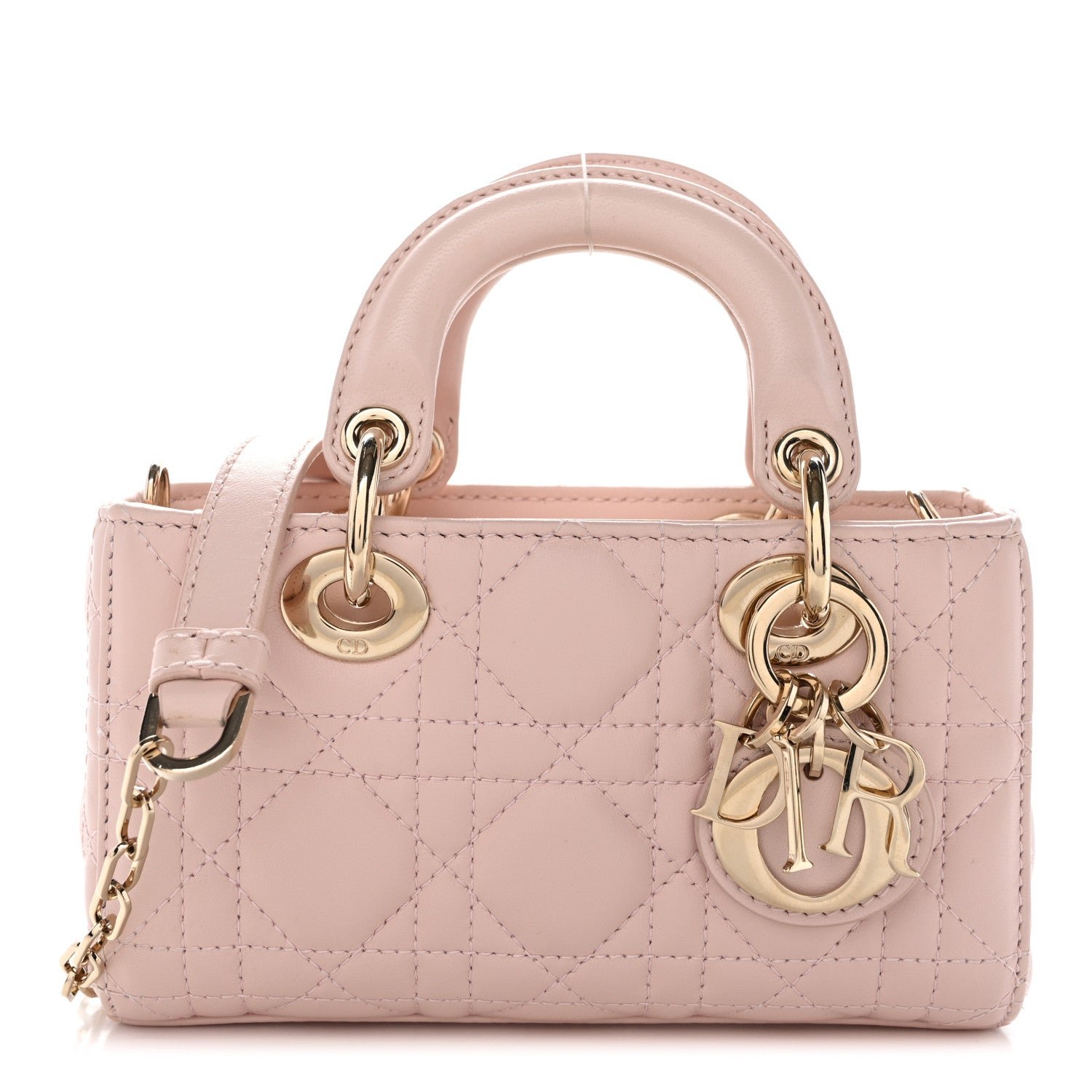 Christian Dior Lambskin Cannage Micro Lady D-Joy Rose Poudre