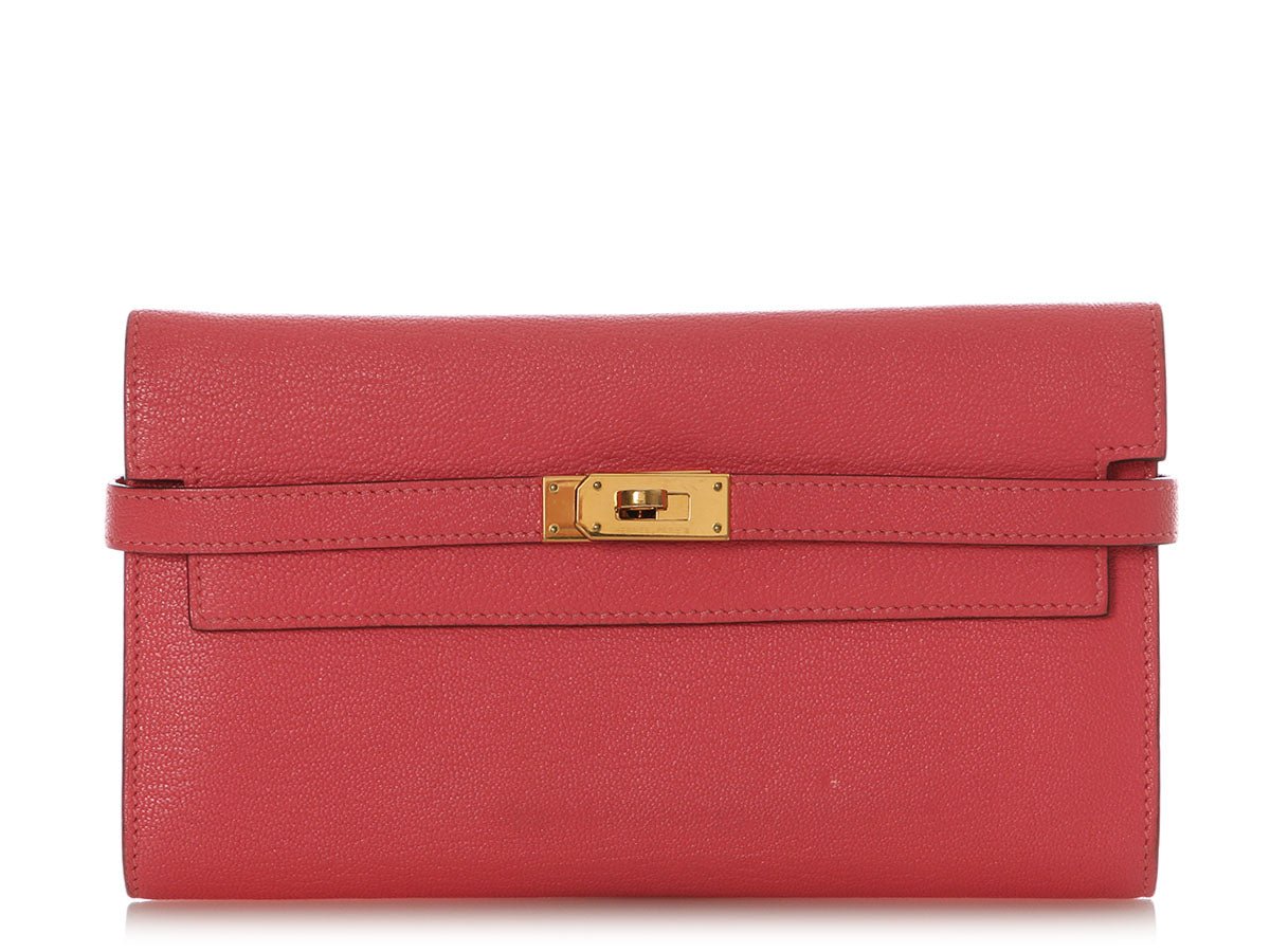 Hermes Hermès Rose Azalée Chèvre Kelly Long Wallet