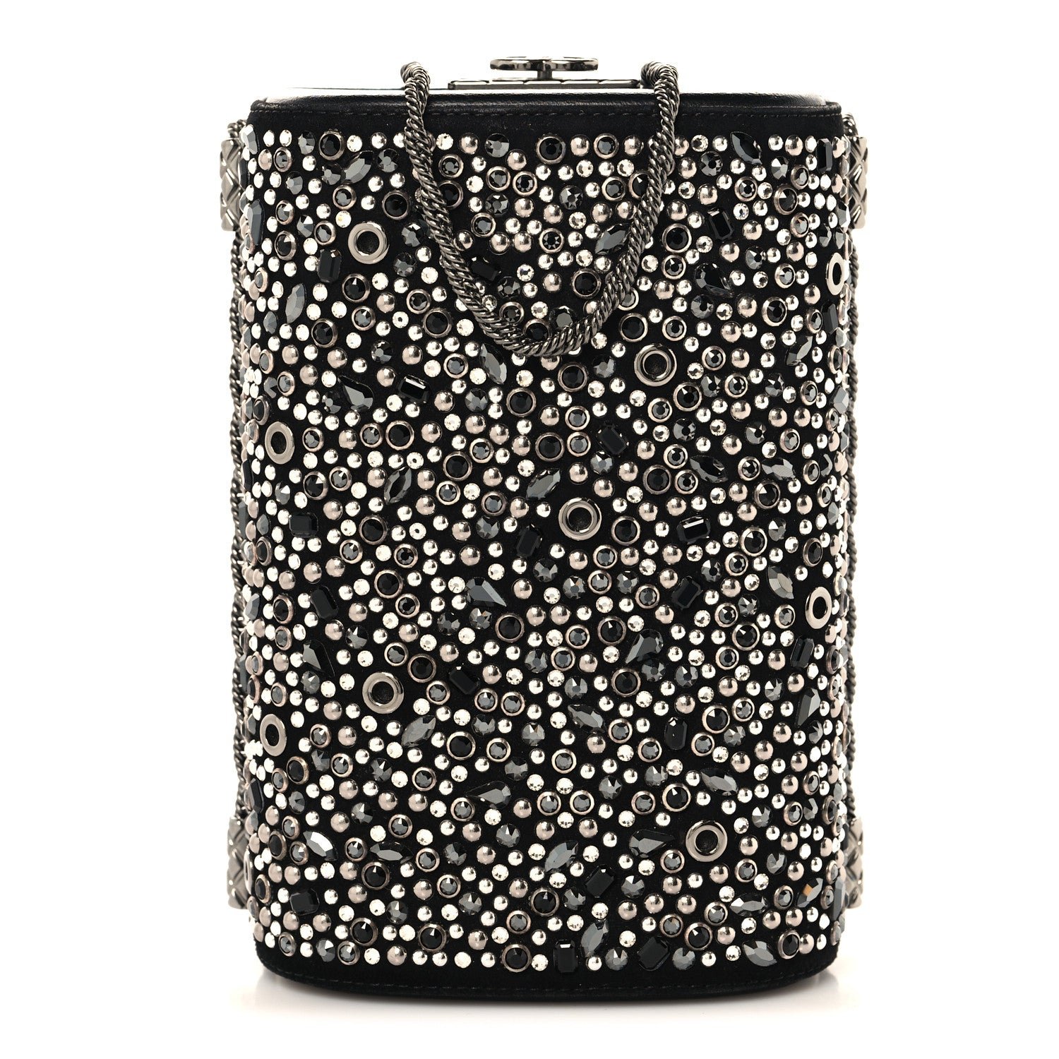 Chanel Crystal Calfskin Minaudiere Clutch Black