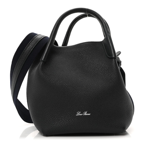 Loro Piana Grained Calfskin Micro Bale Bag Navy Blue