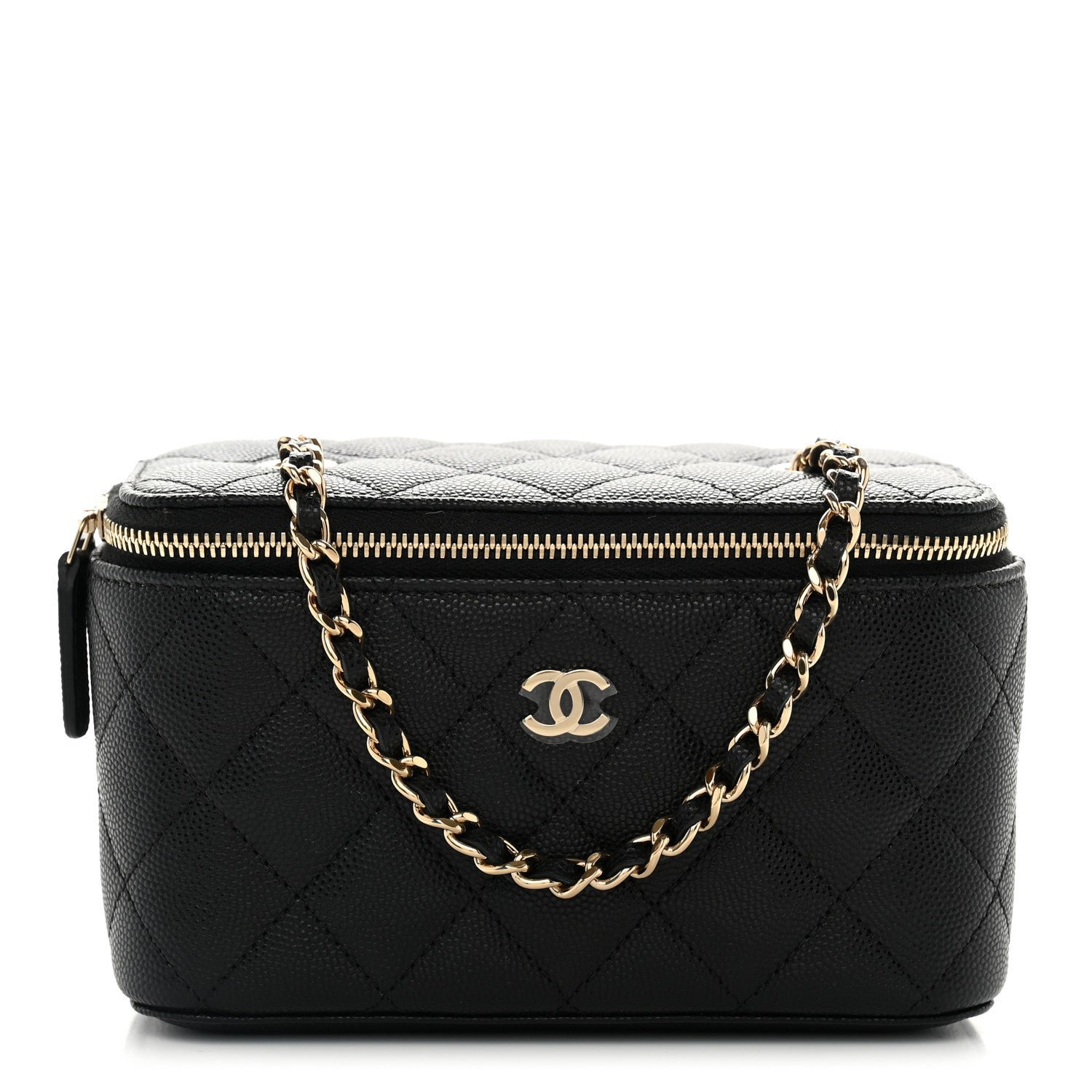 Chanel Caviar Quilted Small Vanity Case With Chain Black