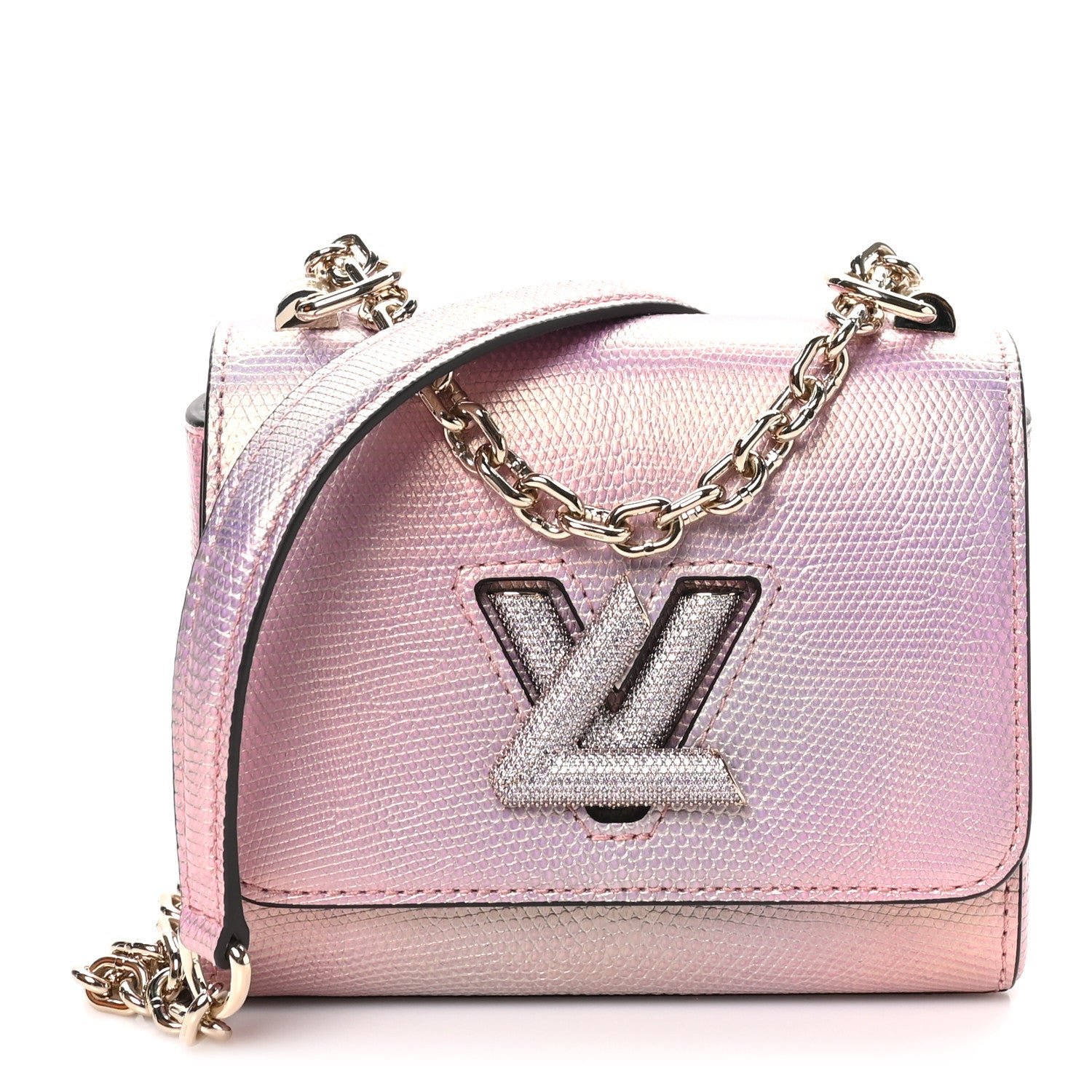 Louis Vuitton Iridescent Lizard Mini Swarovski Twist Shoulder Bag Pink