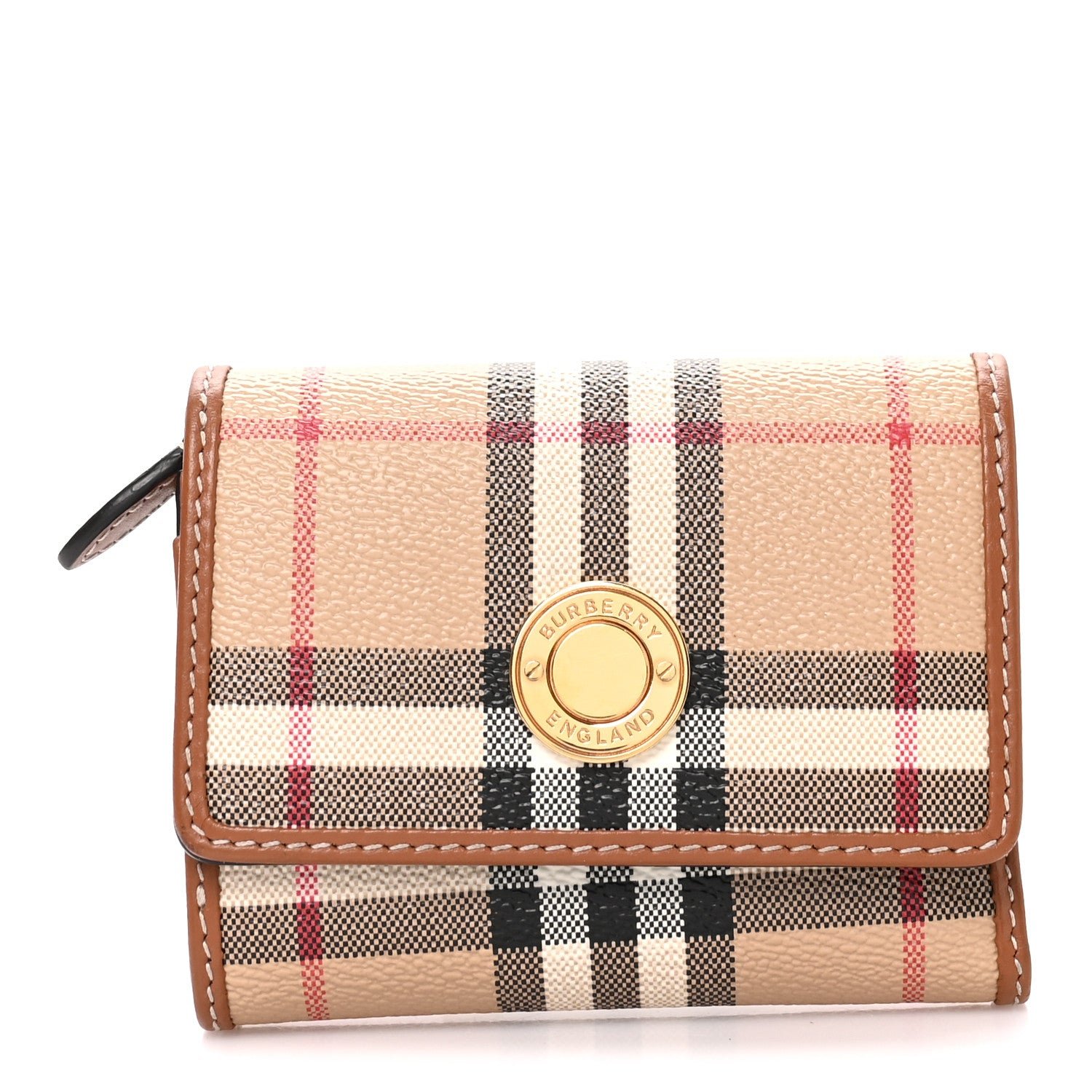 Burberry E-Canvas Vintage Check Tri-Fold Wallet Archive Beige