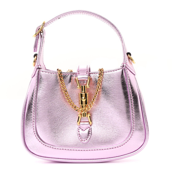Gucci Laminated Nappa Nano Jackie 1961 Hobo Metallic Pink