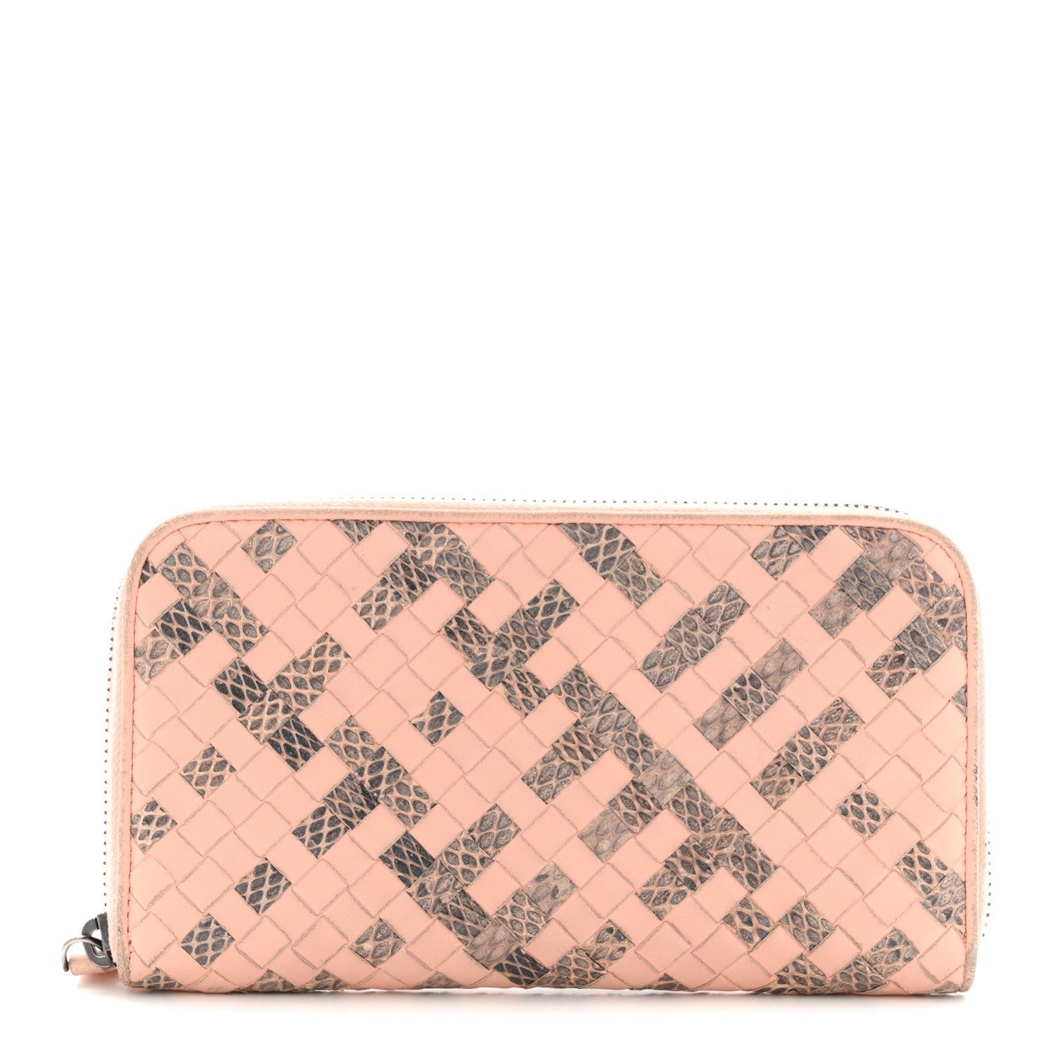 Bottega Veneta Nappa Intrecciato Ayers Zip Around Wallet Flamingo