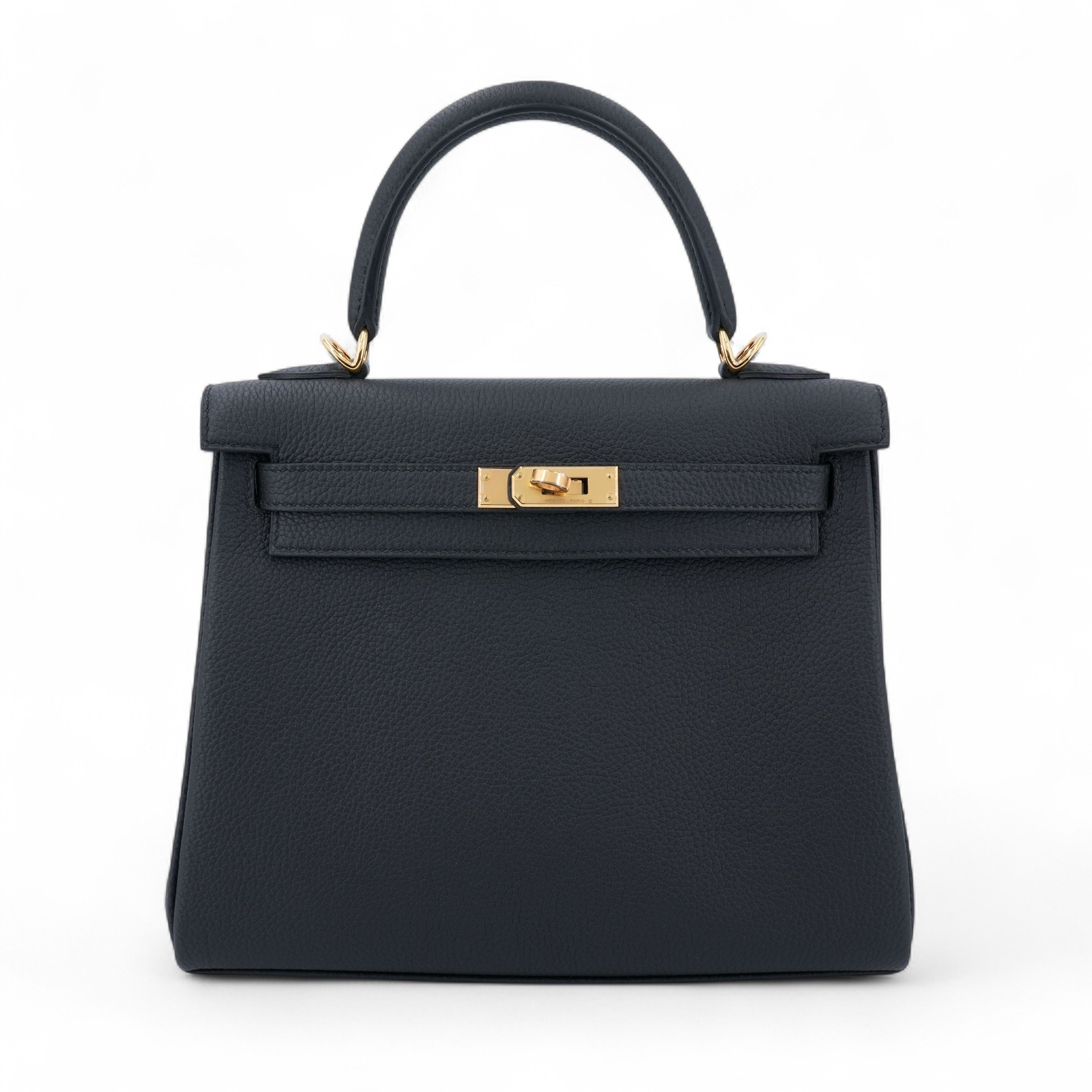 Brand New ( Rank N )  HERMÈS  Kelly 25 Noir (89) Togo Gold hardware K (2025)