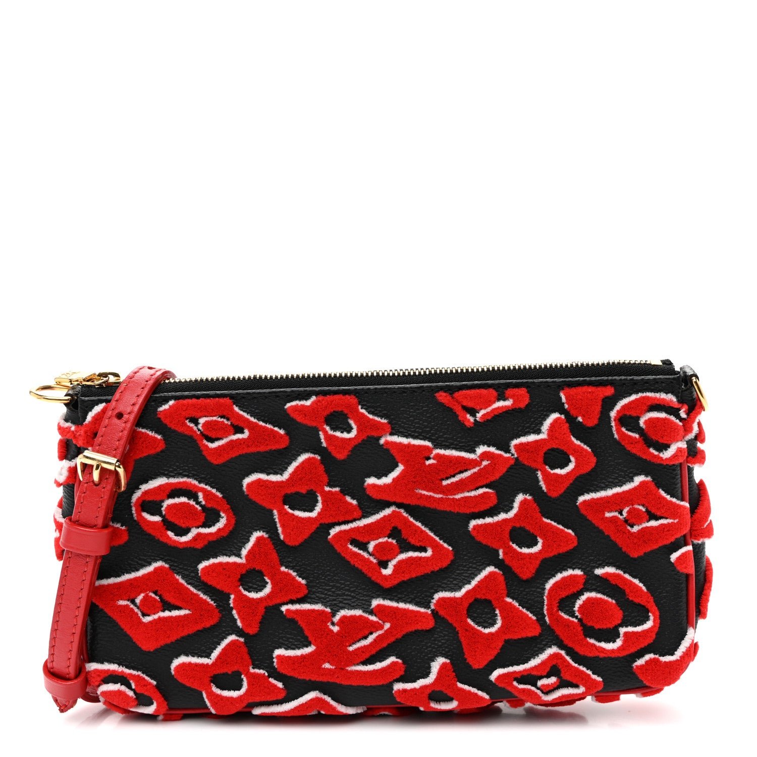 Louis Vuitton X UF Tufted Monogram Pochette Accessories Black Red