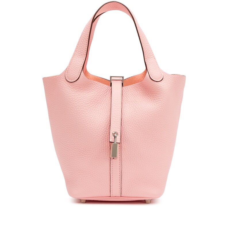 Rose Sakura Taurillon Clemence Picotin Lock 18 Palladium Hardware, 2022