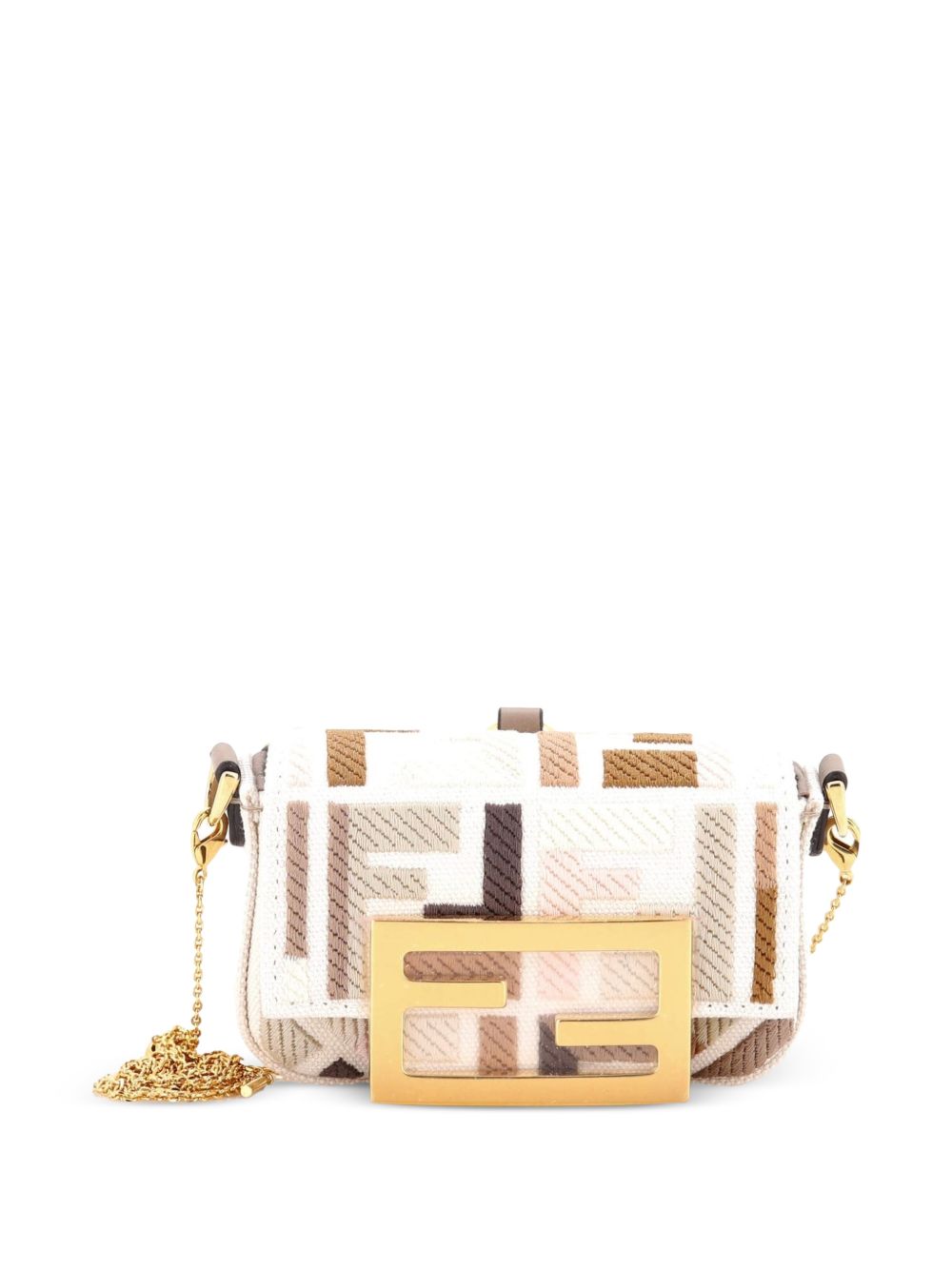 Chain Baguette Charm Bag Zucca Embroidered Canvas Nano crossbody bag
