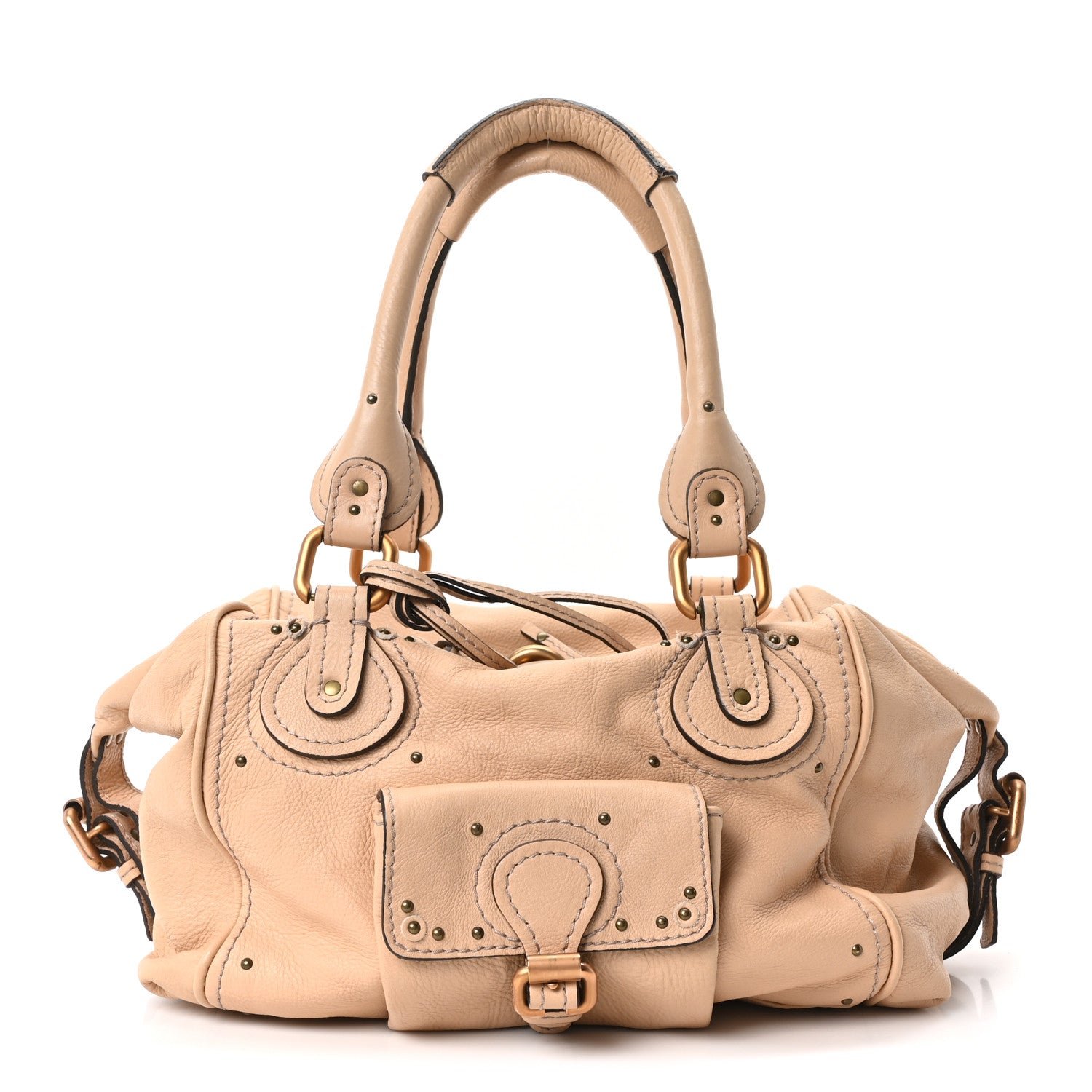 Calfskin Paddington Front Pocket Tote Creme