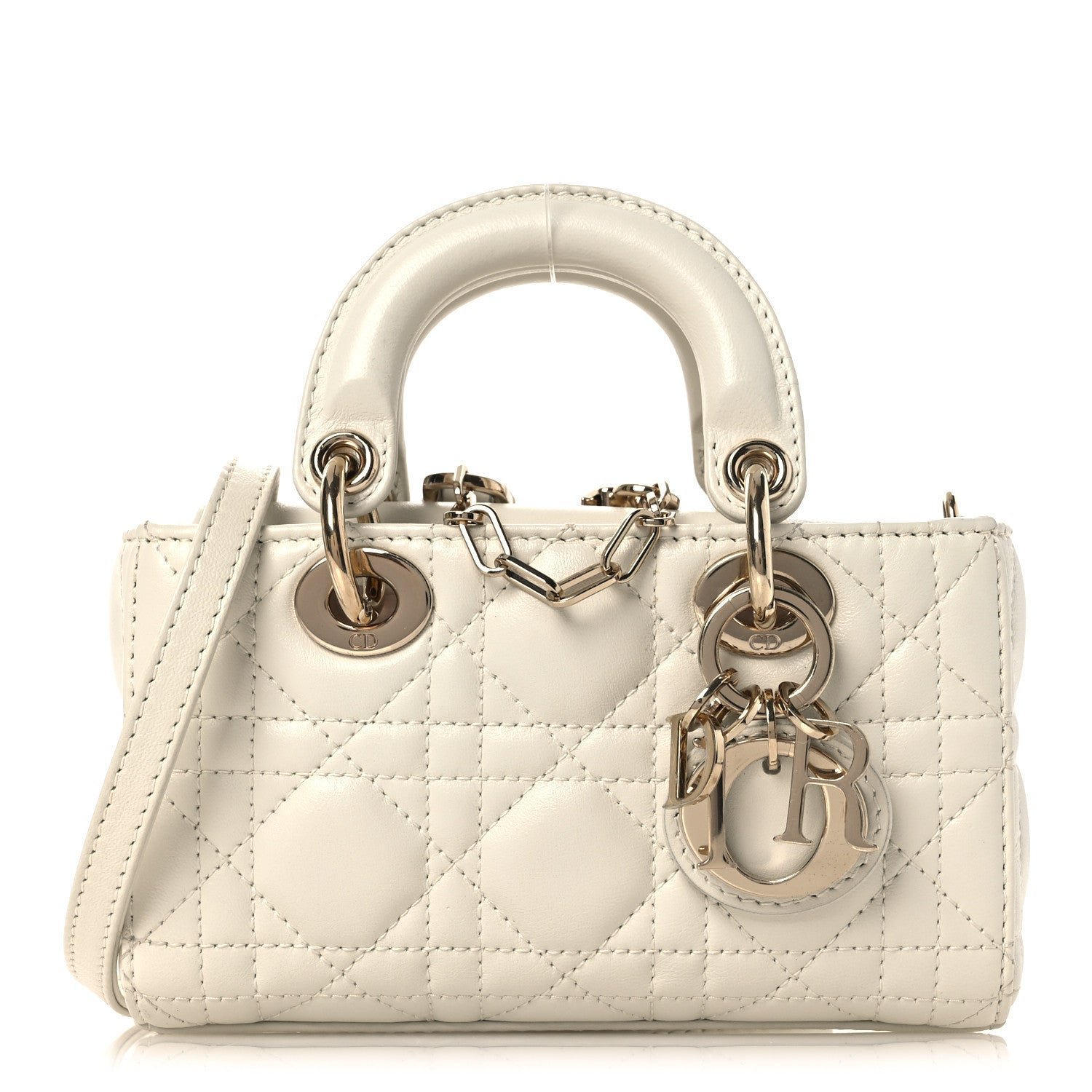 Christian Dior Lambskin Cannage Micro Lady D-Joy Latte