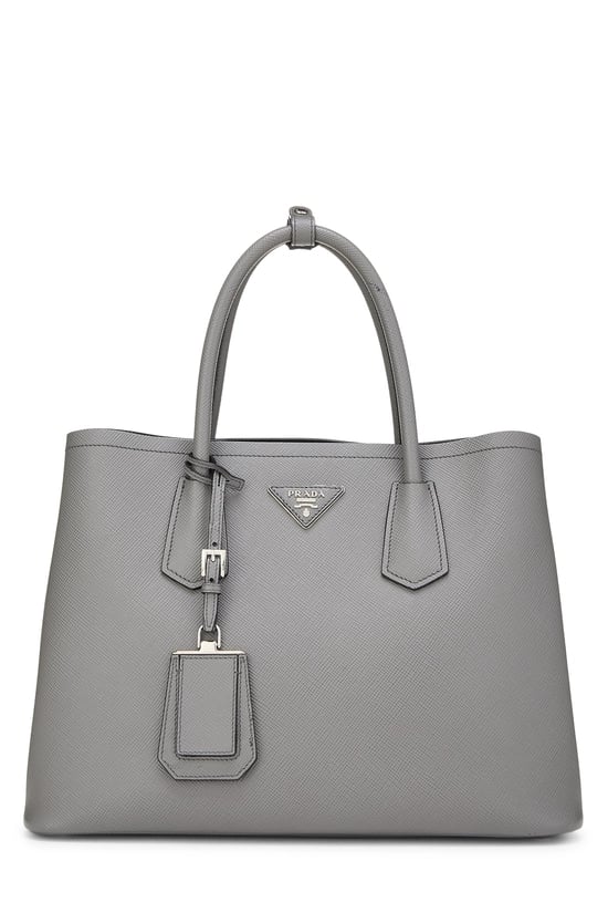 Grey Saffiano Double Bag Medium