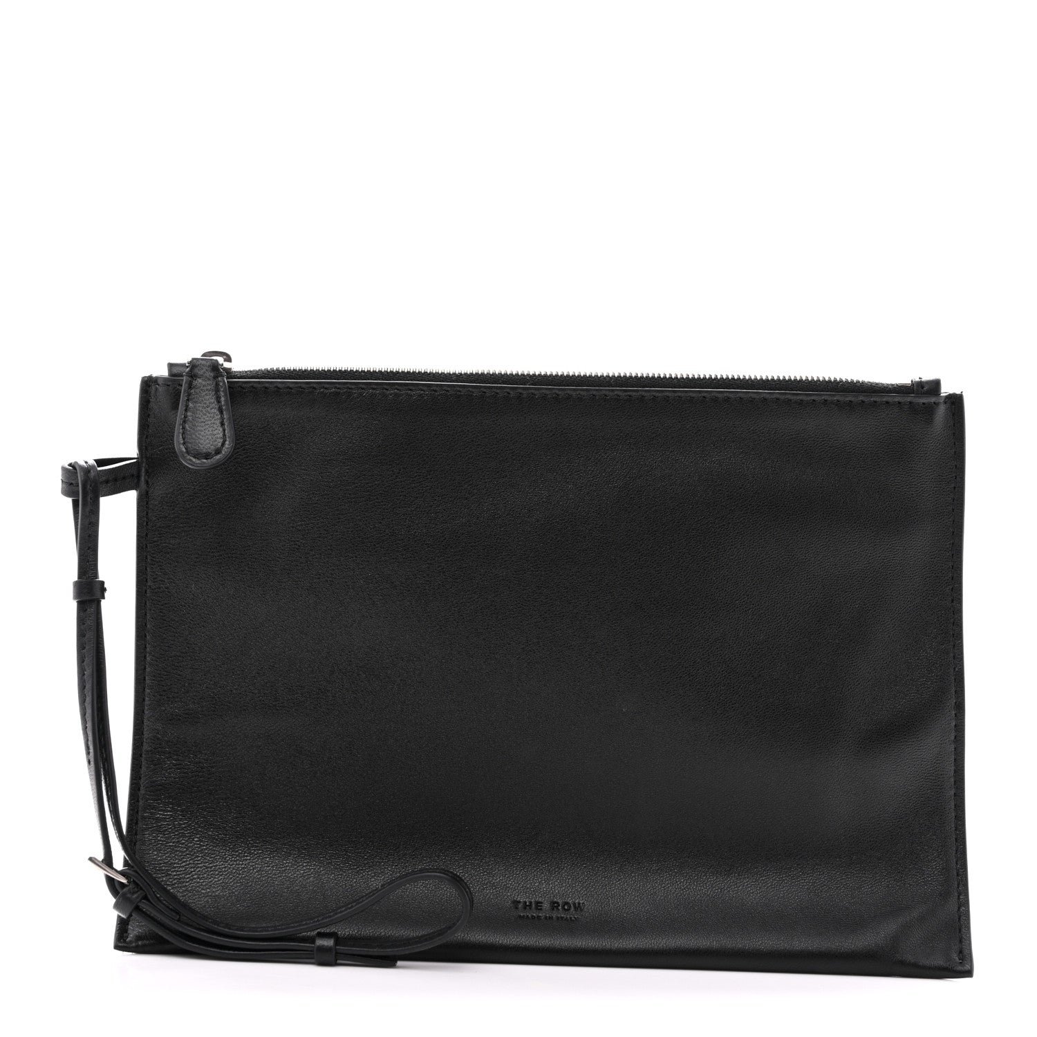The Row Nappa Wristlet Pouch Black
