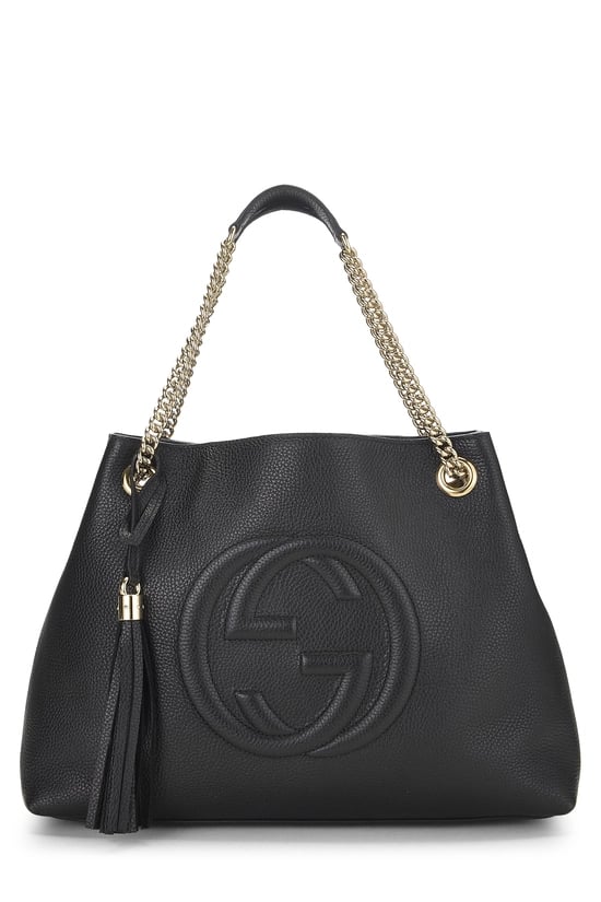 Black Leather Soho Chain Tote