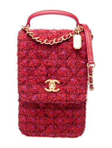 Tweed Handle Flap Bag w/ Chain