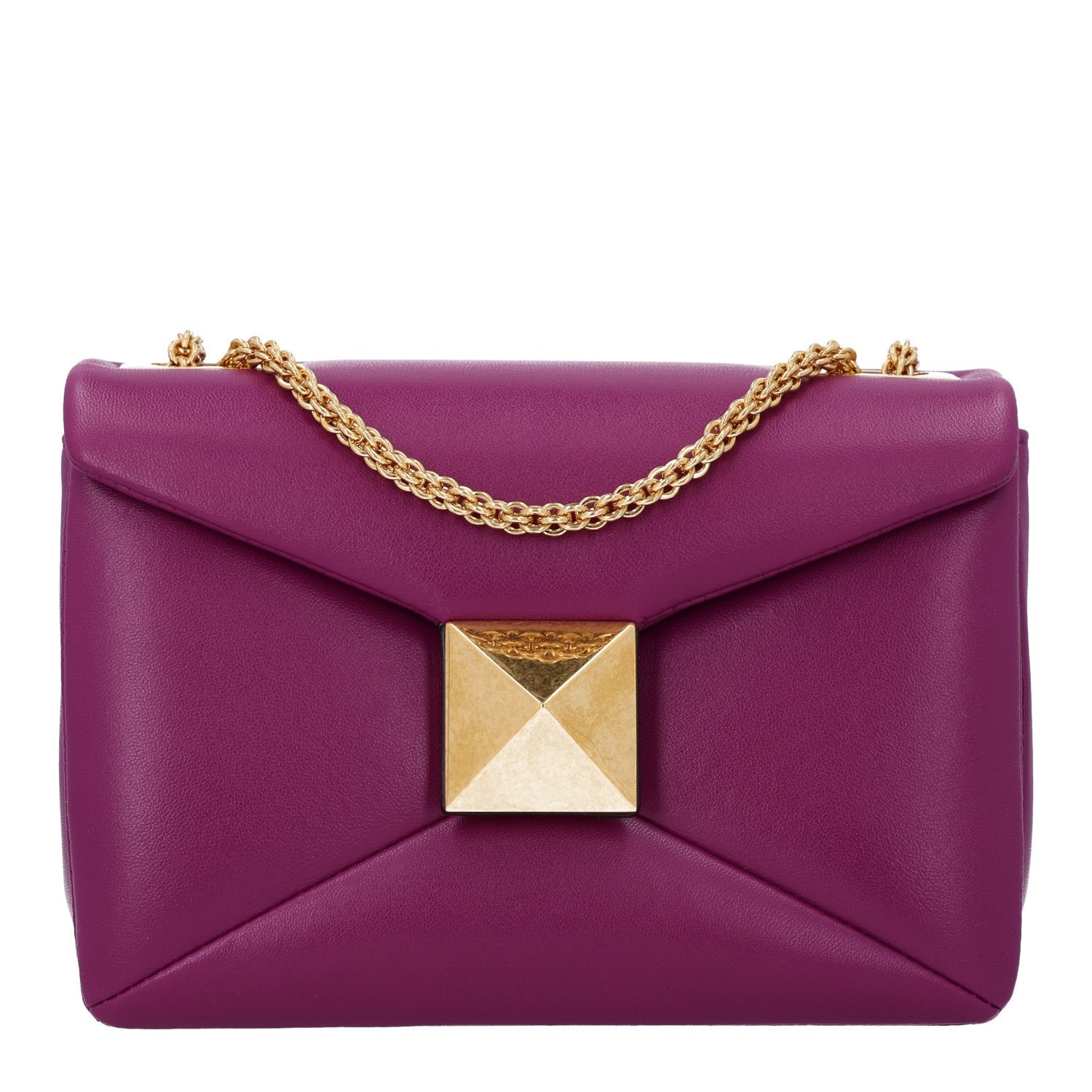 Valentino Garavani Nappa One Stud Chain Clutch Prune