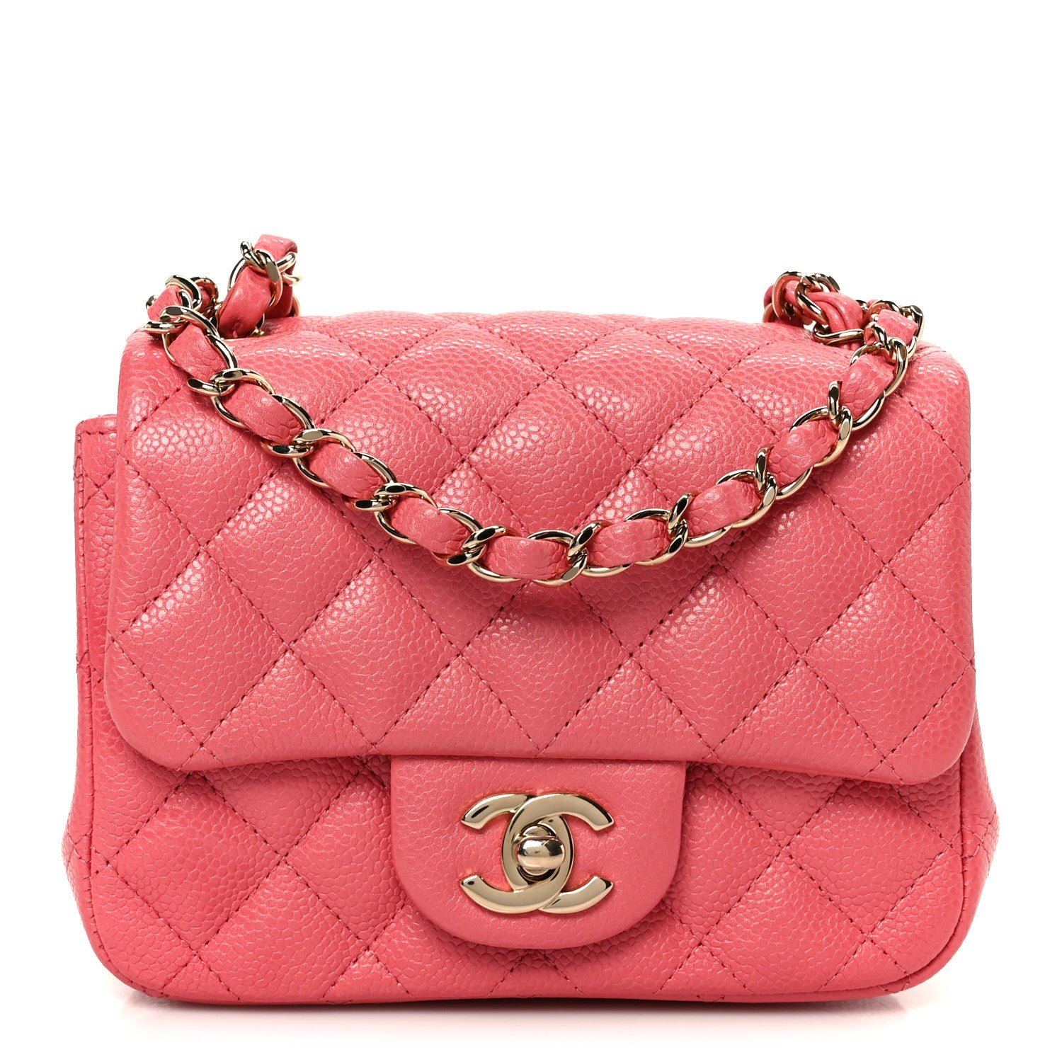 Chanel Iridescent Caviar Quilted Mini Square Flap Pink