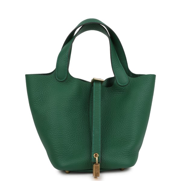 Hermes Hermes Picotin Lock 18 Vert Moyen Clemence Gold Hardware