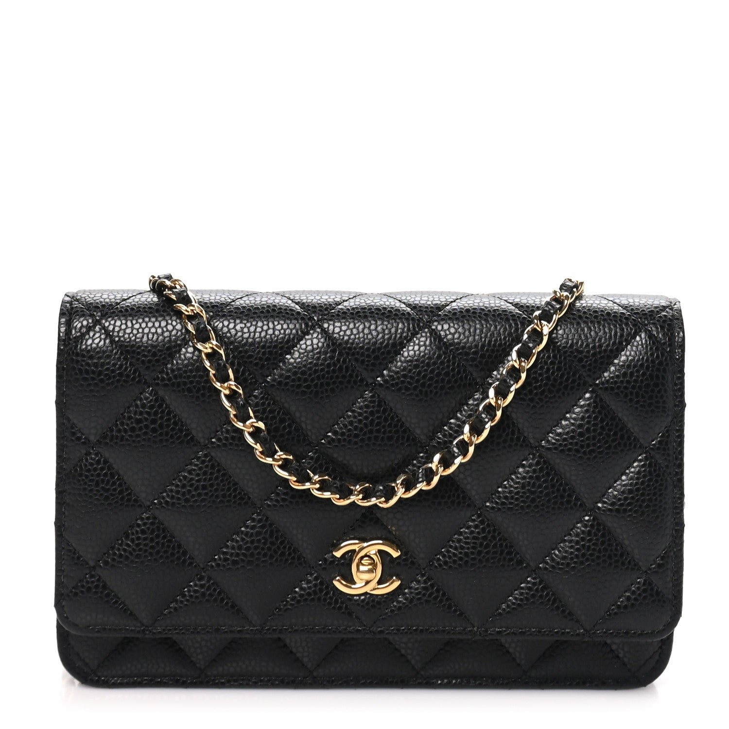 Chanel Caviar Quilted CC Turnlock Wallet On Chain WOC Black