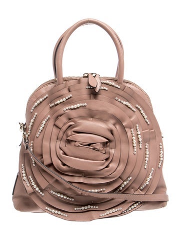 Faux Pearl Top Handle Bag