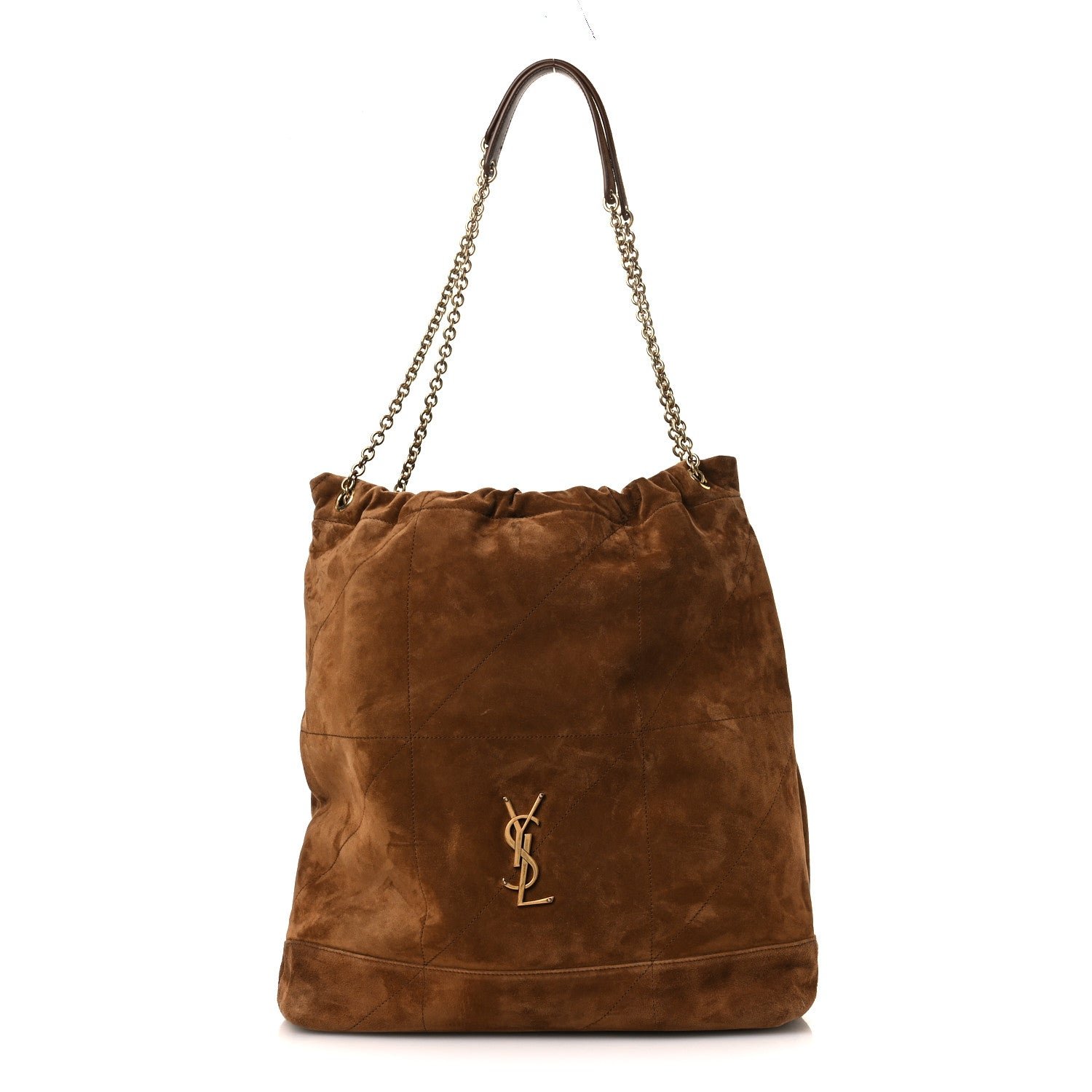Saint Laurent Suede Monogram Large Jamie Pochon Caramel Cognac