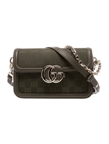 Leather GG Canvas Monogram Go Shoulder Bag Small
