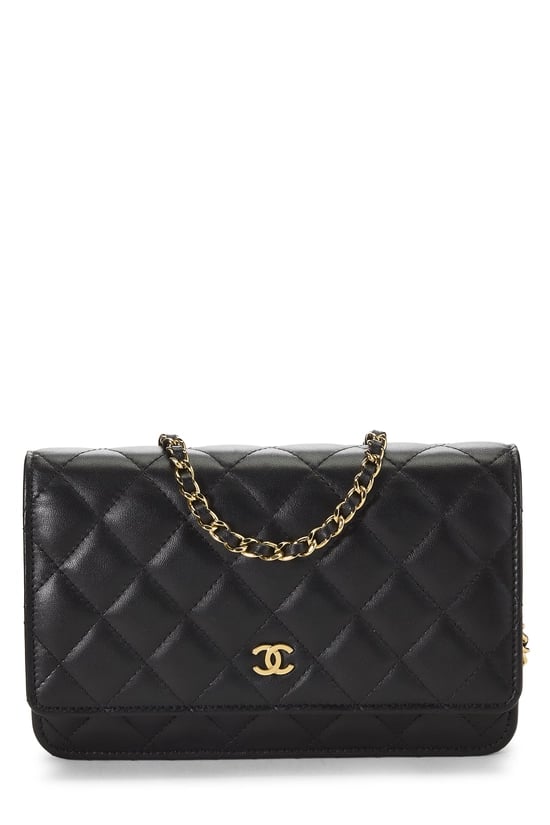 Black Quilted Lambskin Classic Wallet On Chain (WOC)