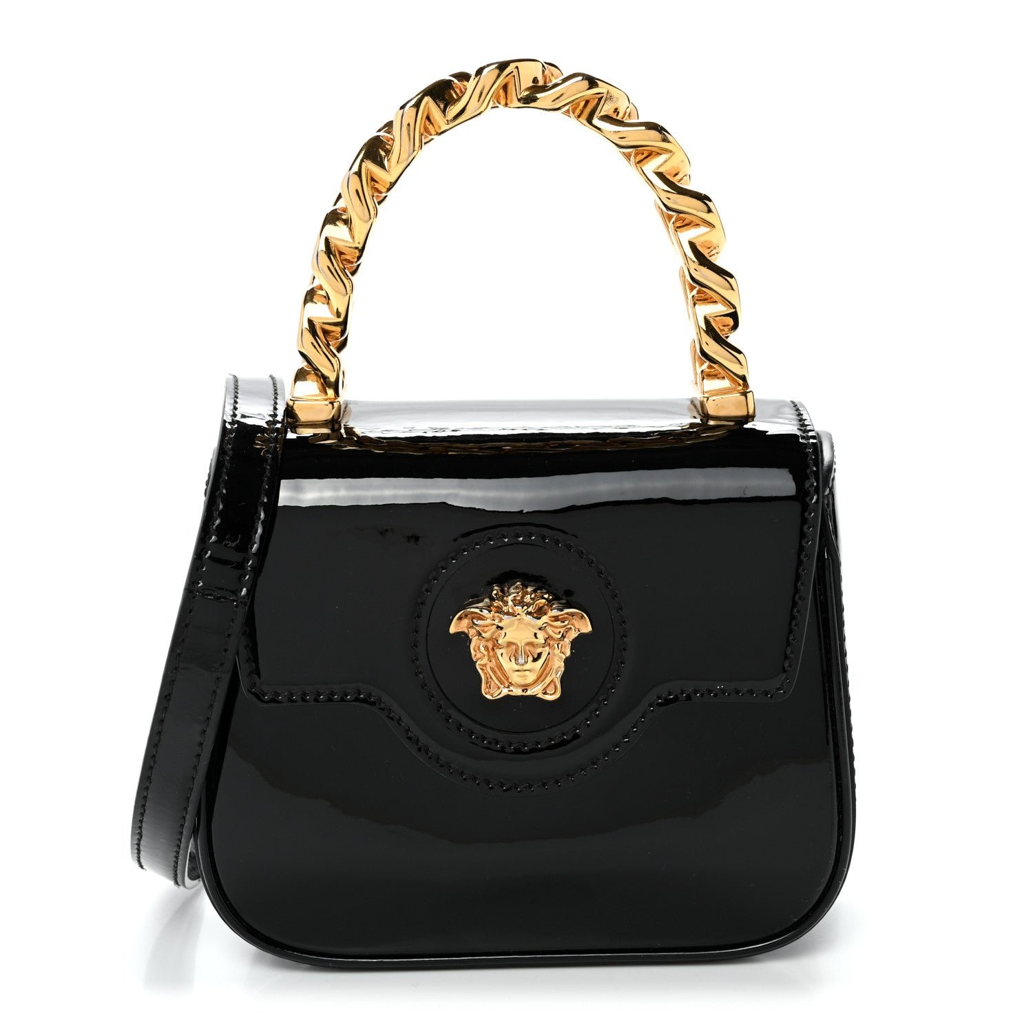 Versace Patent Mini La Medusa Bag Black
