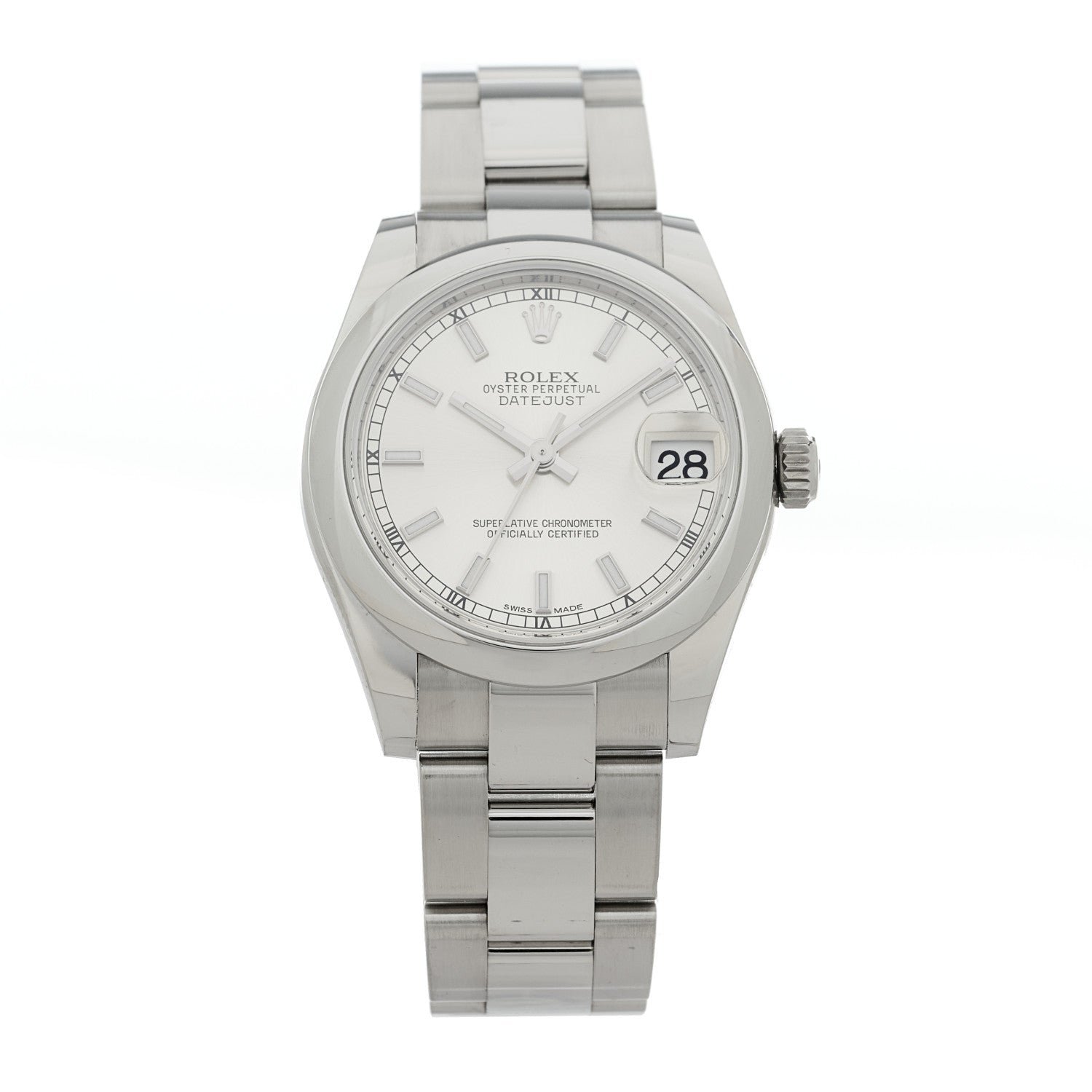 Rolex Stainless Steel 31mm Oyster Perpetual Datejust Watch Silver 178240