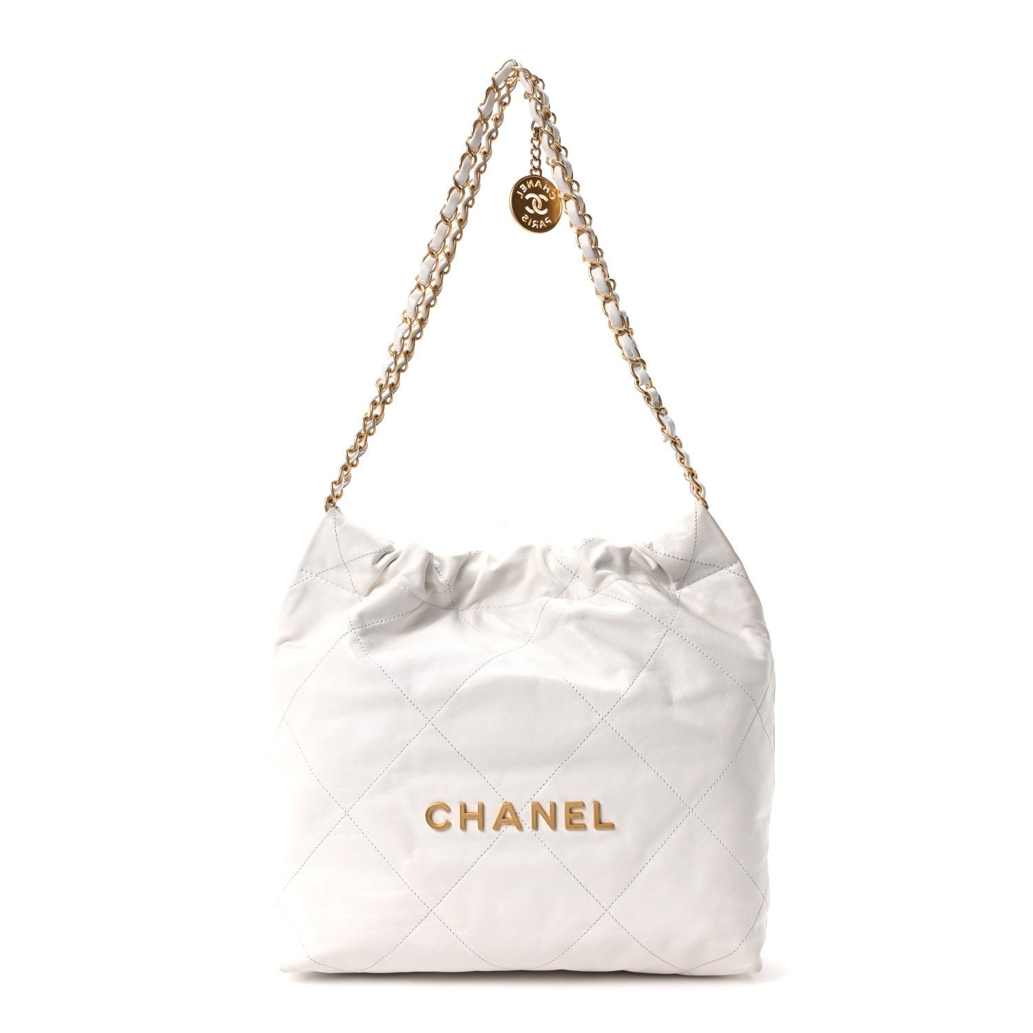 Chanel Shiny Calfskin Quilted Small Chanel 22 White