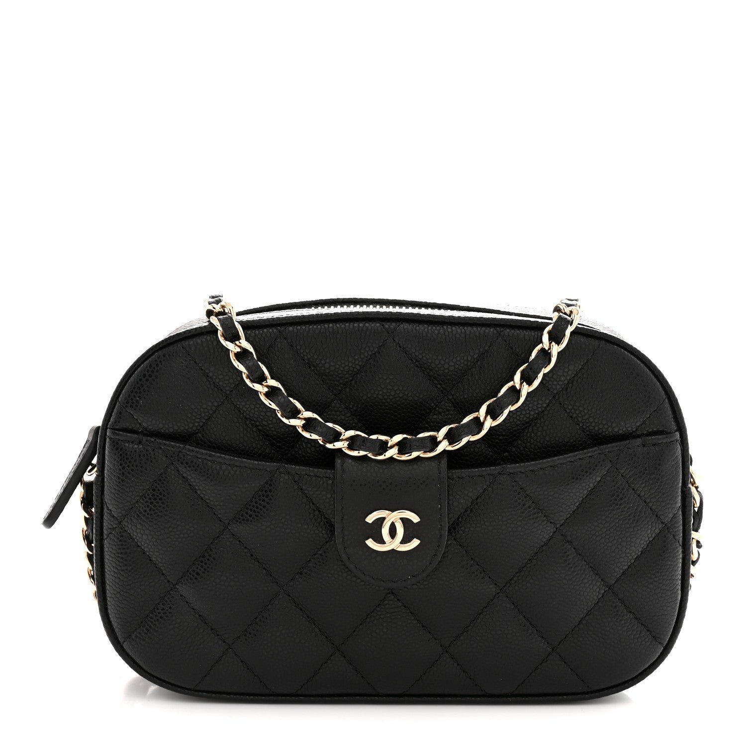 Chanel Caviar Quilted Chain Camera Bag Black